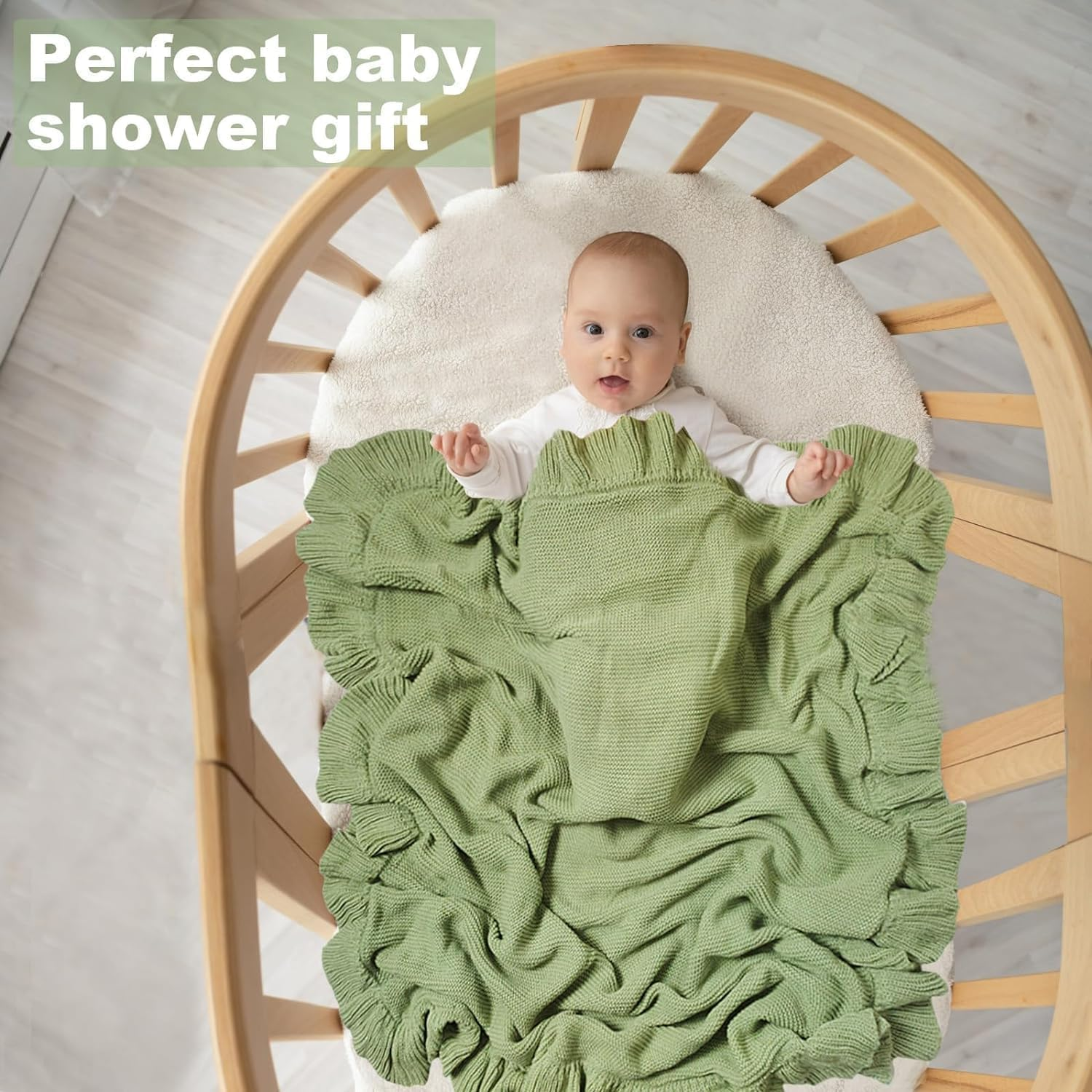 Knit Baby Blanket &ndash; 27.5"X35.4" Baby Blanket for Newborn Girl and Boy &ndash; Receiving Swaddle Blanket&ndash; Soft Knitted Baby Blanket &ndash; Baby Gifts for Baby Shower (White) image number 4