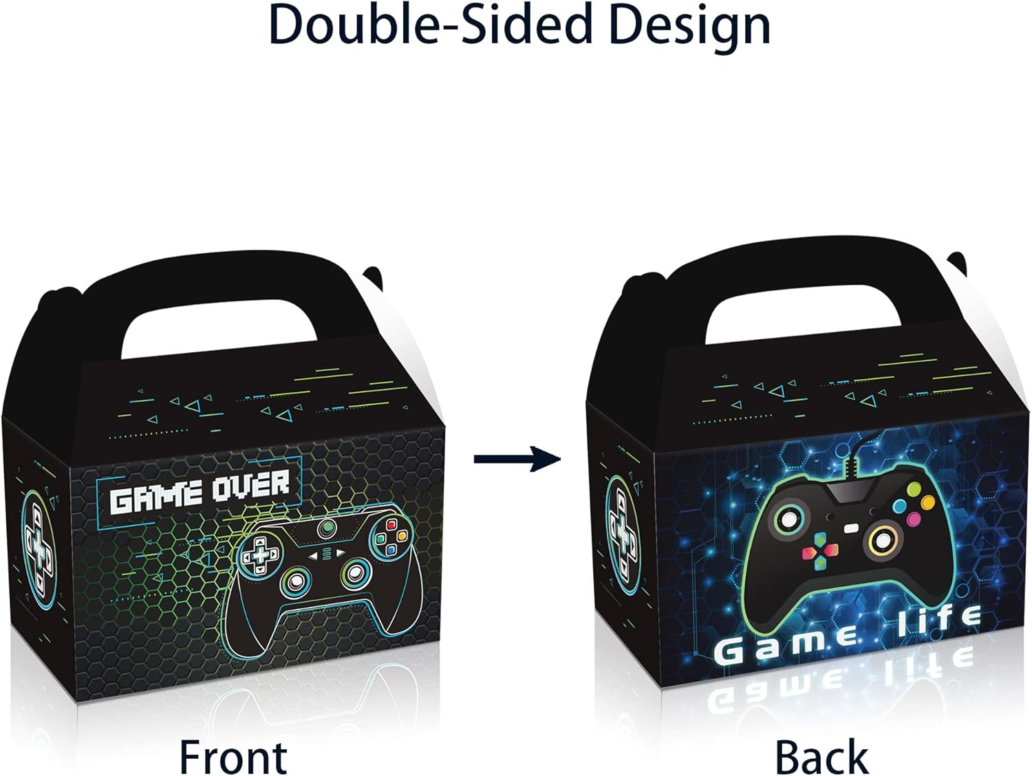 WODJR 24Pcs Video Game Candy Boxes Video Game Party Decorations Video Game Gift Boxes Video Game Party Favor Boxes Treat Boxes for Video Game Party Supplies Gamer Level up Party Decorations (Blue) image number 1