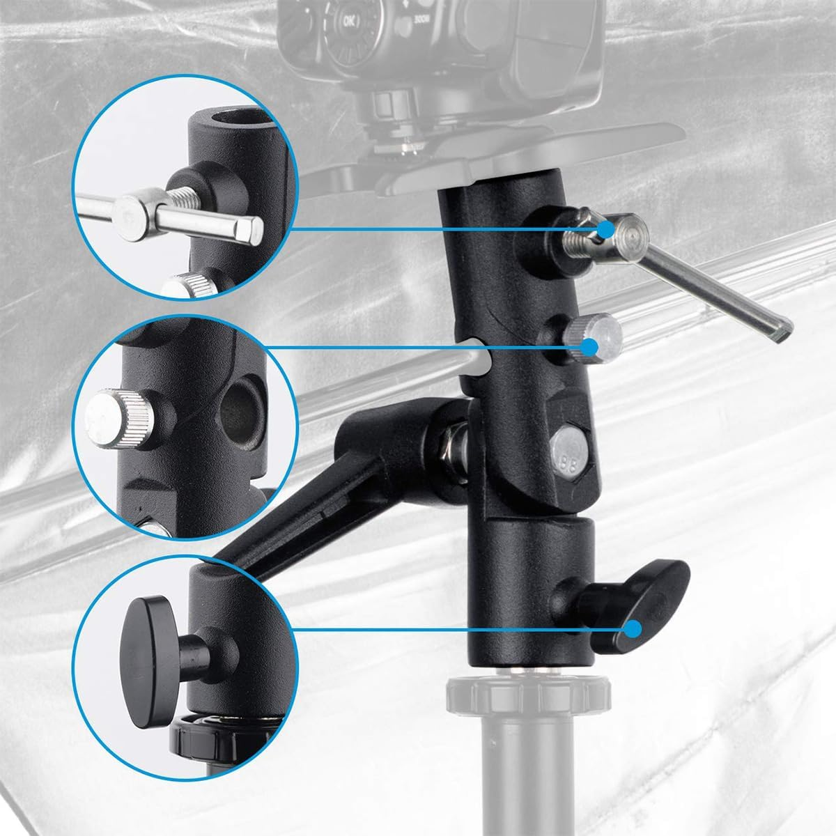 Laroal Flash Head Umbrella Stand H Type Lamp Holder for Light Tripod Flash and Reflective Umbrella Transmitted Light Umbrella Photo Studio 1Pcs image number 3