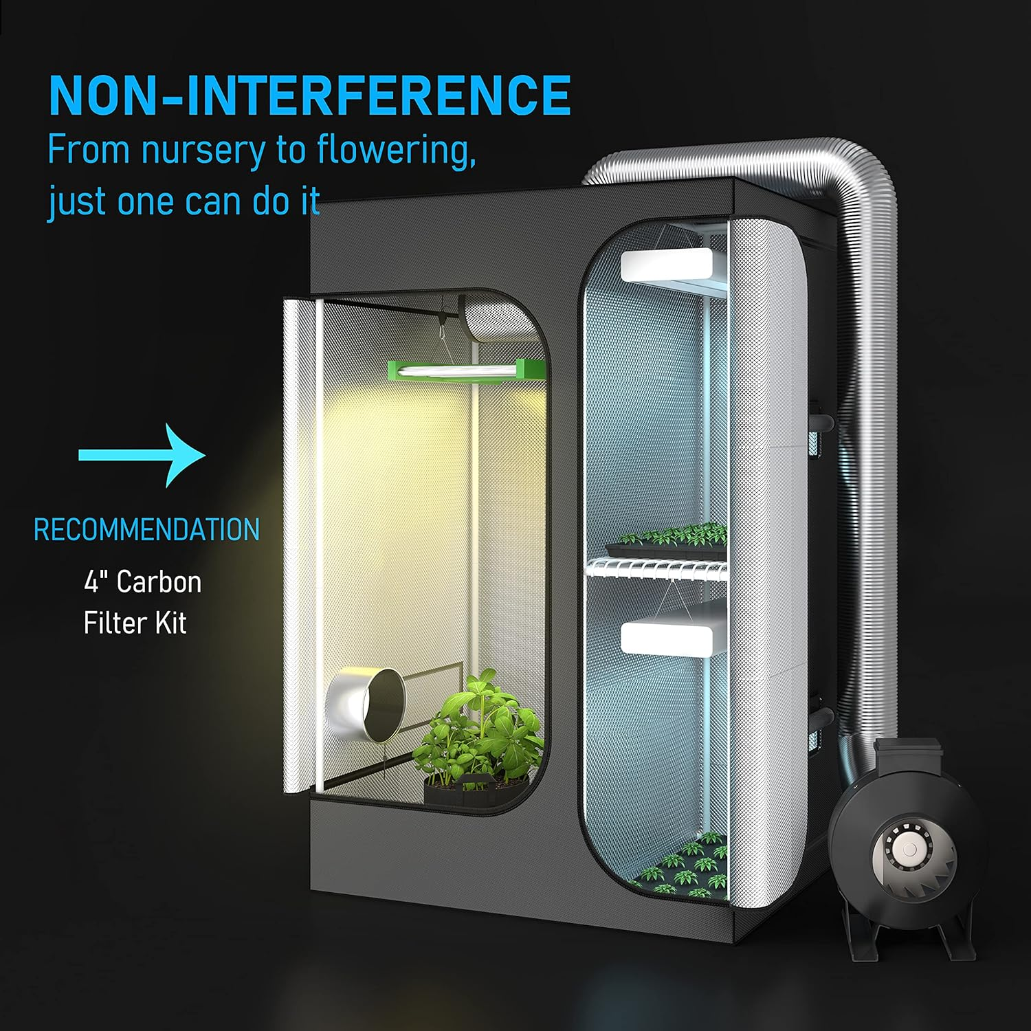 GROZY 90X60X100Cm Grow Tent Hydroponics Indoor Plant System Reflective Oxford AU image number 4