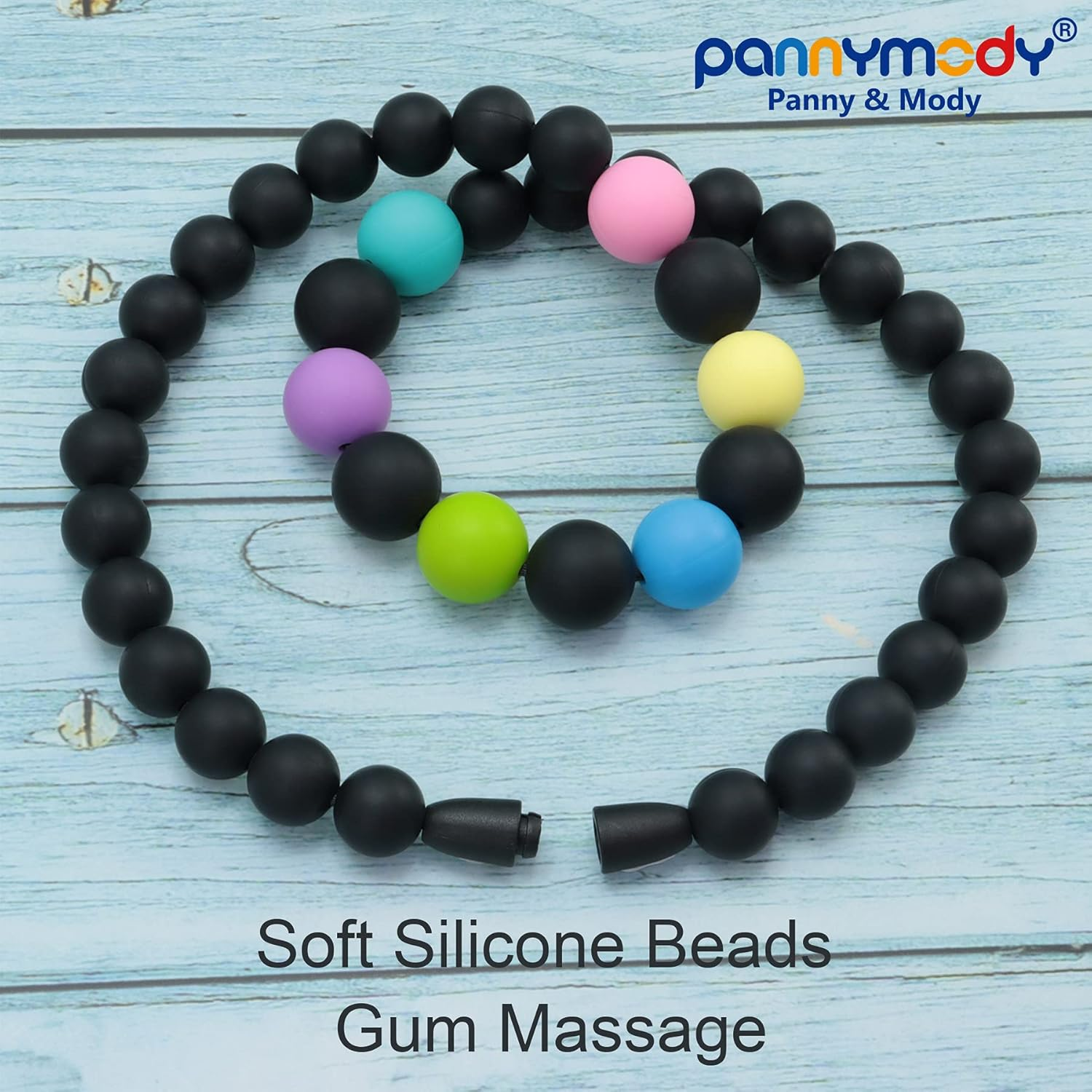 Panny & Mody Sensory Chew Necklace for Boys and Girls, Silicone Chewy Fidget Stim Toy Jewellery for Kids with Autism ADHD SPD, Oral Motor, Teething Biting Fidgeting for Special Needs (Rainbow White) image number 2