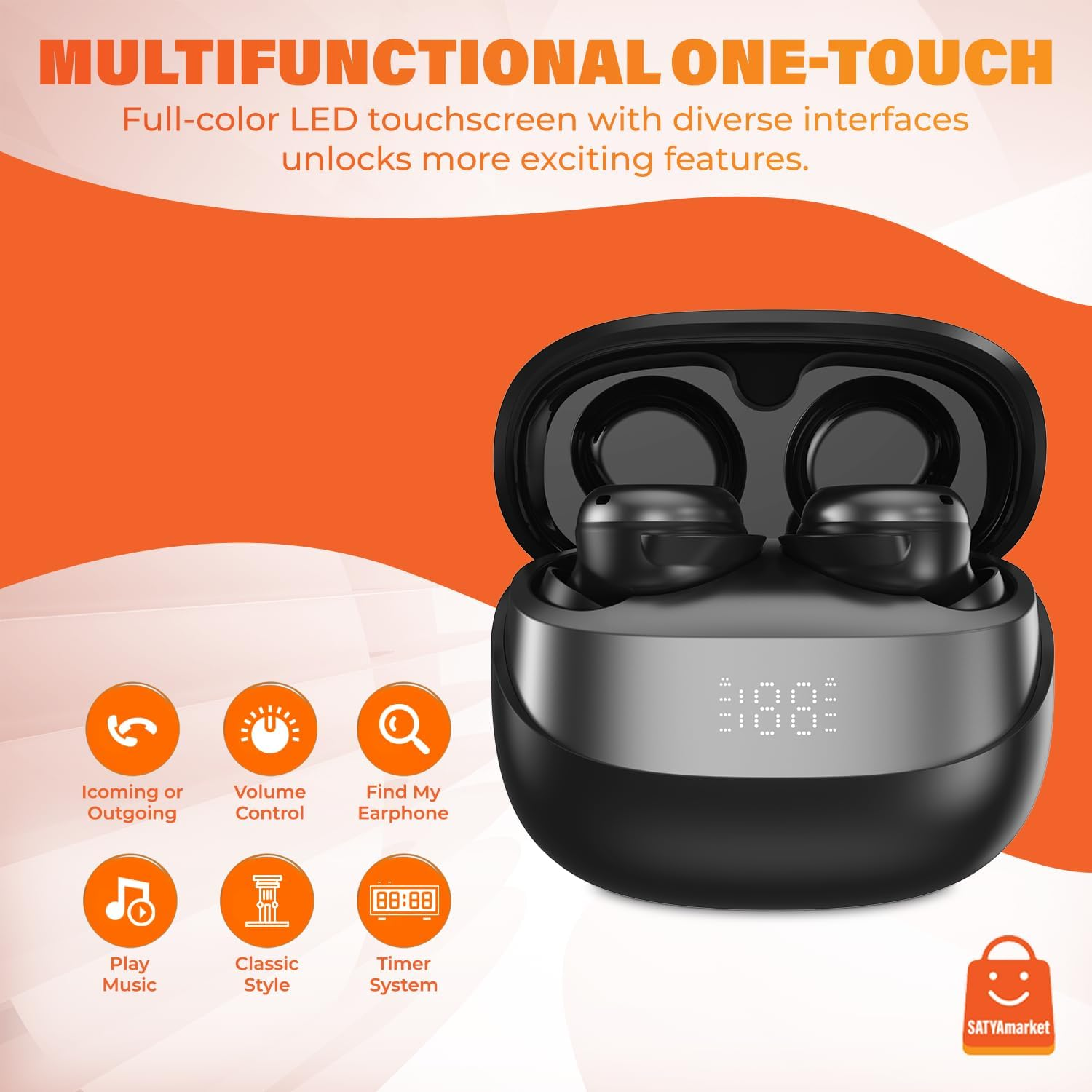 Satyamarket Mini Wireless Earbuds for Sleeping &ndash; In-Ear Bean-Shaped Bluetooth 5.3 Earphones with Power Display, 6Mm Titanium Driver, Noise Isolation, Lightweight Charging Case (White) image number 4