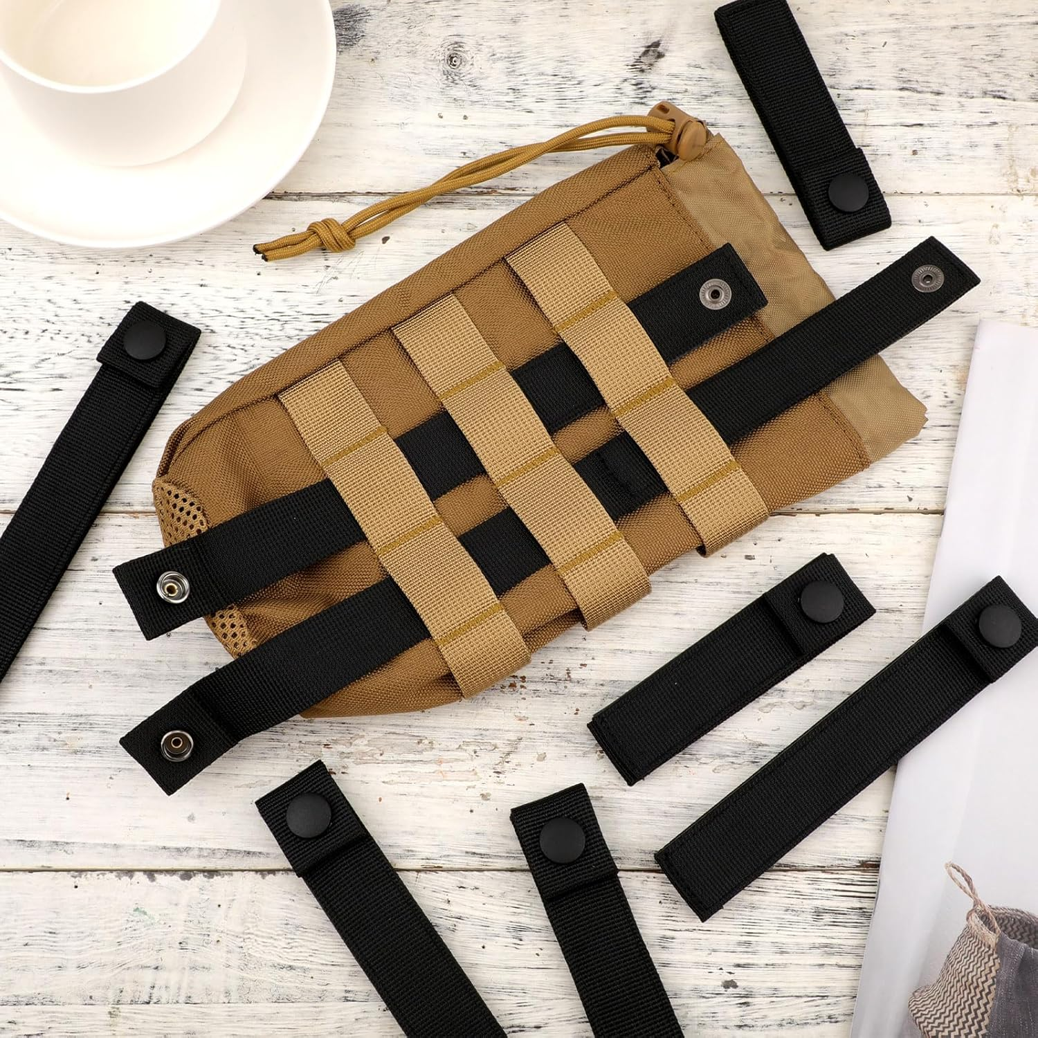 8Pcs MOLLE Straps,Molle Ribbon Straps Nylon MOLLE Fastener Strap Heavy Duty Snap Strap Buckle Fastener Molle Panel Connectors for Camping Hiking Backpack Molle Accessories image number 5