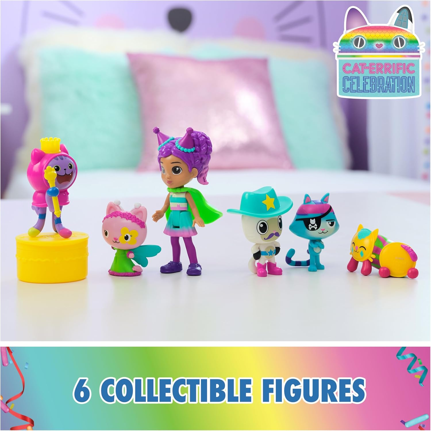 Gabby&rsquo;S Dollhouse, Celebration Themed Figures with Gabby Girl, 5 Cat Toy Figures, Surprise Toys & Dollhouse Accessories, Kids Toys for Girls & Boys 3+ image number 6