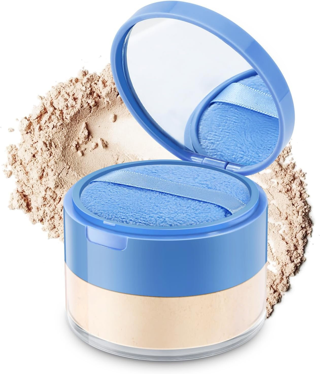 Apooliy Matte Setting Powder,Waterproof & Long-Lasting Loose Powder for Flawless Finish,Minimizes Pores,Oil-Control,Sweat-Proof Makeup Powder,Includes Puff & Mirror