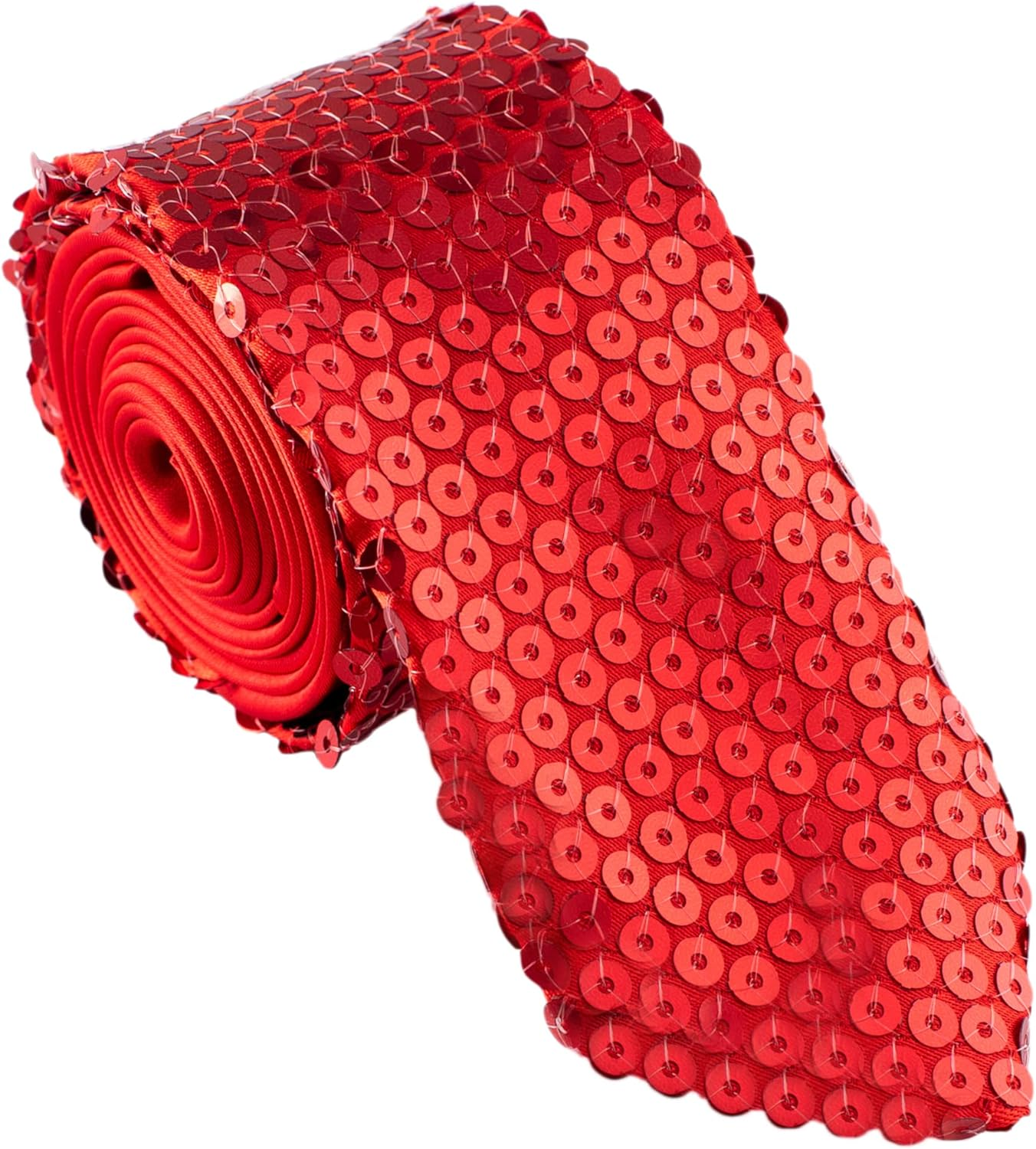 Mens Fashion Sequin Skinny Tie - Great for Weddings, Parties, Costumes, Halloween - Many Colors to Choose From