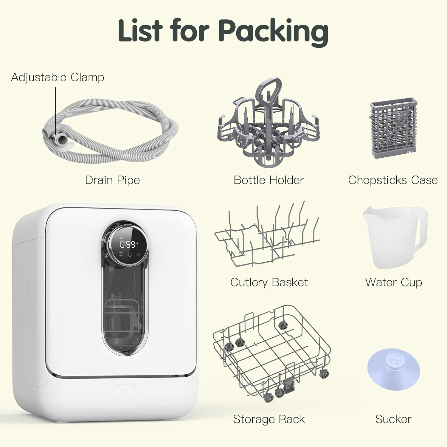 Advwin 3-In-1 Baby Bottle Washer - Sterilizer & Dryer Combo- All in One Bottle Washer Machine for All Bottles, Pump Parts & Baby Item Care - save Time & Effort, for Easy Cleaning, White image number 6