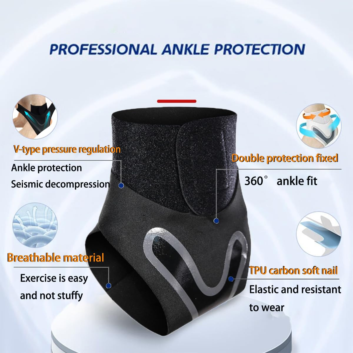 Ankle Support Brace， Open-Heel Ankle Brace with Adjustable Straps for Sports Protect, Plantar Fasciitis, Achilles Tendonitis, Ligament Damage, Injury Recovery，Male and Female, Distinguish Left and Right (Right, L)