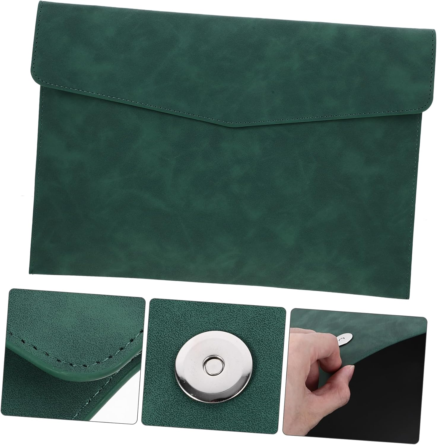 KALLORY Faux Leather File Pouch Portable Document Organizer for Office Use Imitation Leather File Holder for Documents Cards Passports More