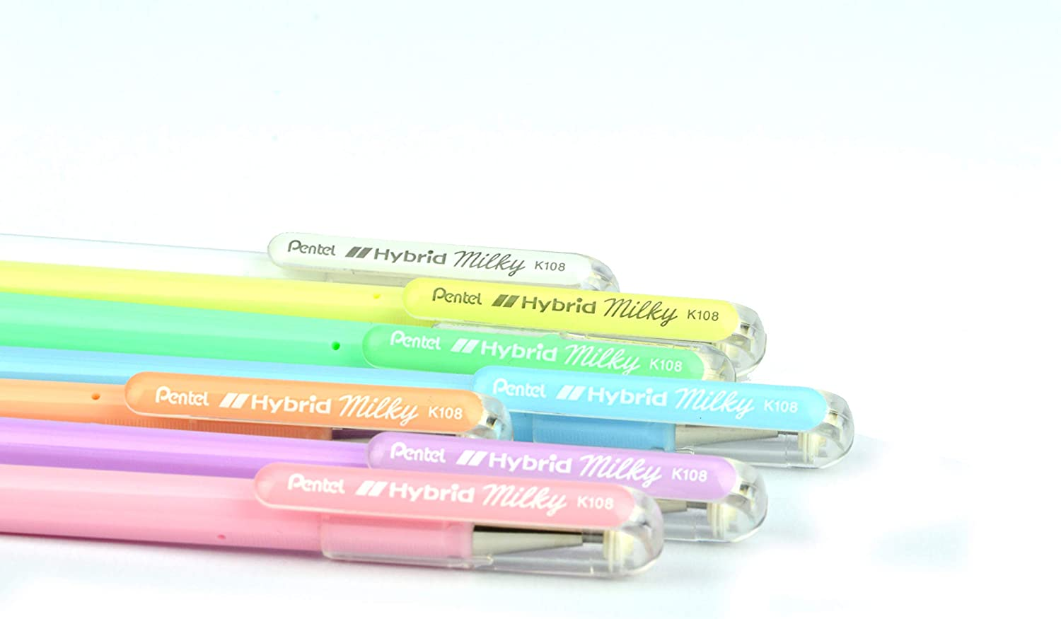 Pentel Hybrid Milky 0.8 Medium Nib Wallet of 7 Assorted Colours (K108-7) image number 3