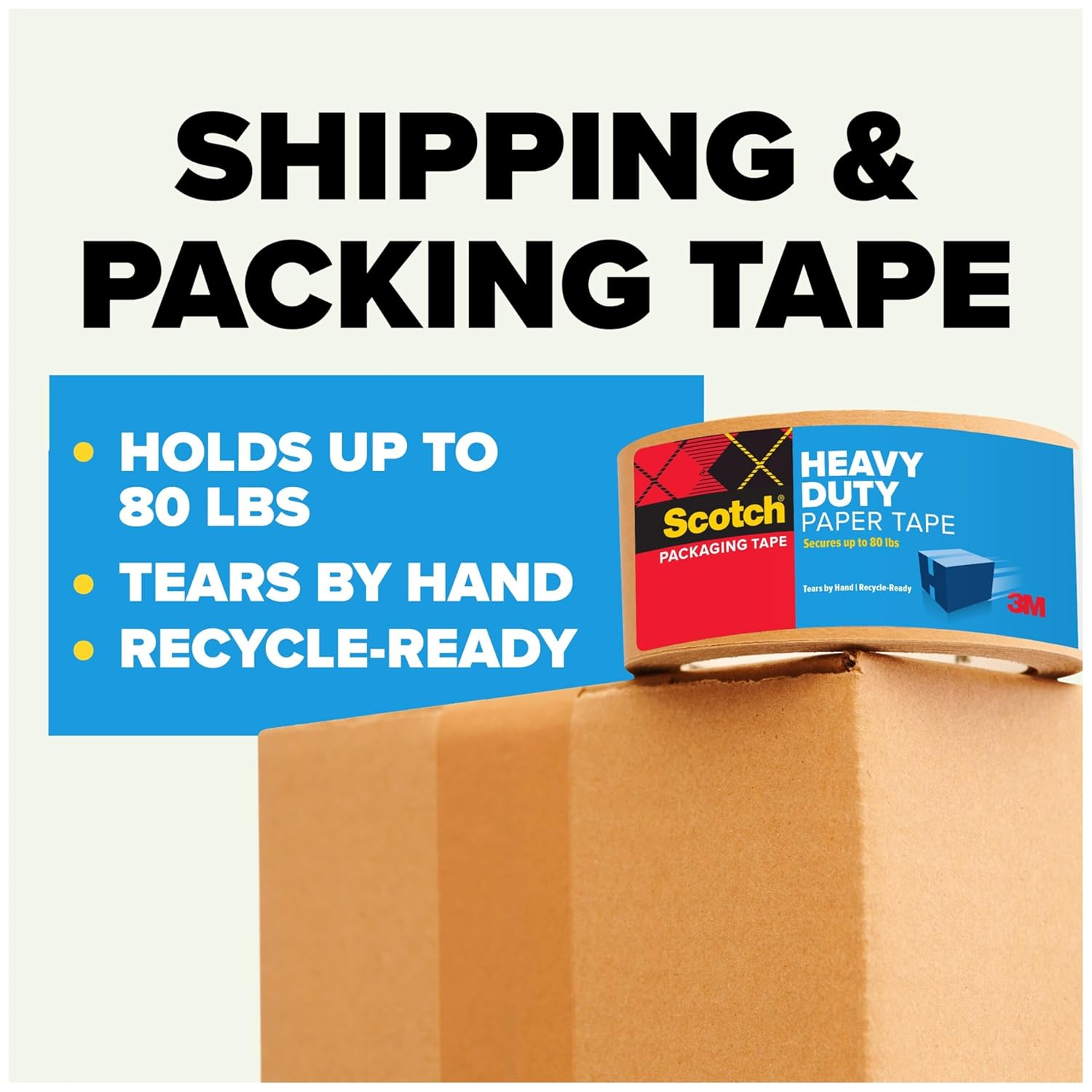 Scotch Box Lock Paper Packaging Tape, 8 Rolls, 1.88 in X 900 In, Durable Holding Power, Strong Secure Seal, Curbside Recyclable (7850-23-8GC) image number 4