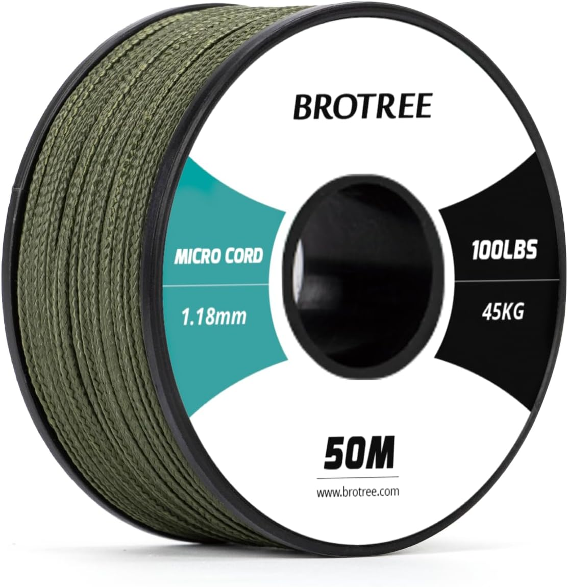 Brotree Micro Cord 1.18Mm Paracord 50M Thin Cord Braided Cord for Bracelet, Crafting and DIY - 45Kg Breaking Load (White)