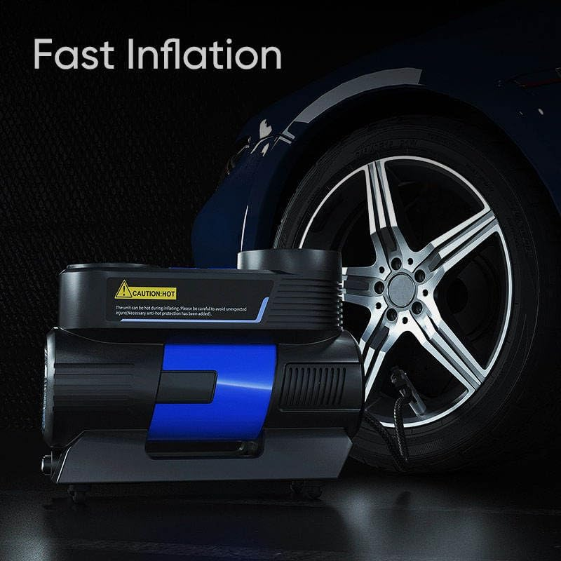 Tyre Inflator Portable Air Compressor 12V Auto Digital Air Pump for Car Tire, 150PSI DC 12V Auto Shut off Tire Pump W/Pressure Gauge Car Bike Balls Pump LED Light LCD Digital Display Fast Inflator image number 1