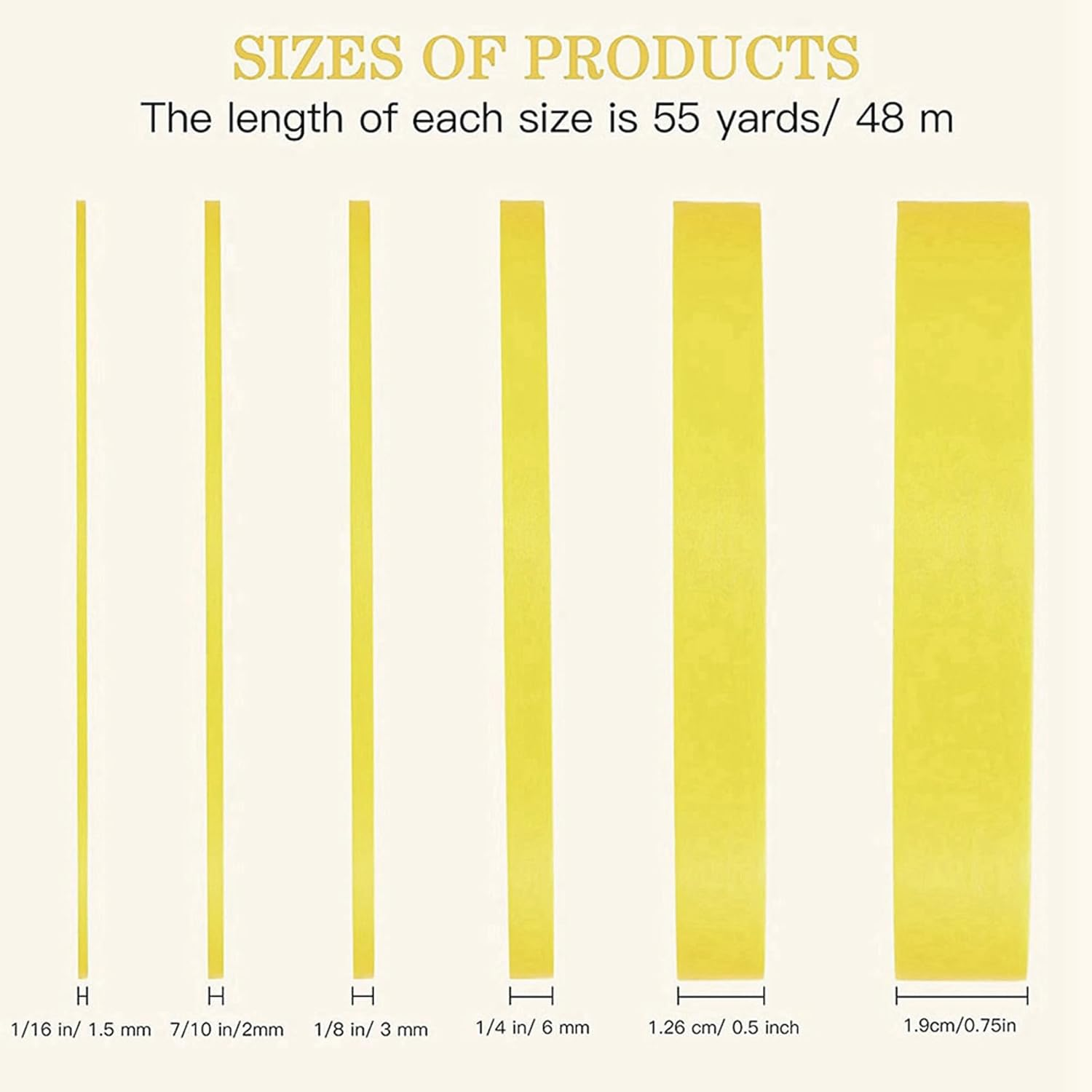 24 Rolls Fine Line Tape 1/16,7/10,1/8,1/4,1/2,3/4 Inch X 55Yard, Fineline Masking Tape, Painters Automotive Masking Tape image number 5