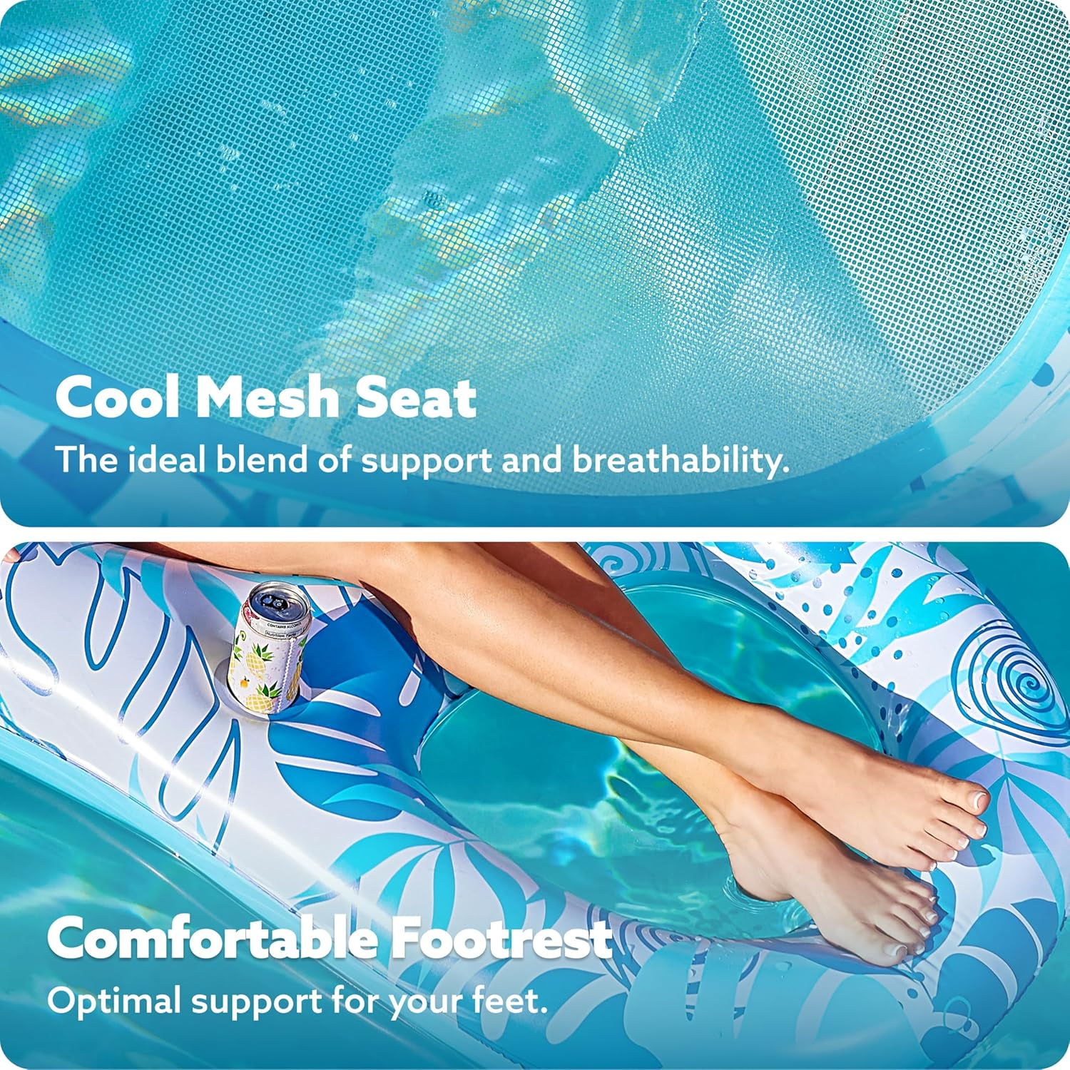 SLOOSH Inflatable Pool Floats Lounger Adult, Pool Float Lounge Raft Floaties Water Floating Recliner Chair with Cup Holders Foot Rest Swimming Floaty - Pink image number 5