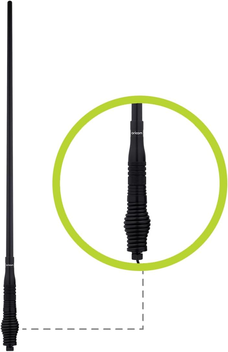 Oricom ANU900 6.5Dbi UHF CB Antenna with Large Barrel Spring Base - Radio, Fibreglass Pole , Heavu Duty, Bull Sports Bars, Coaxial Cable, Car, 4WD, Wagon, Ute, Van