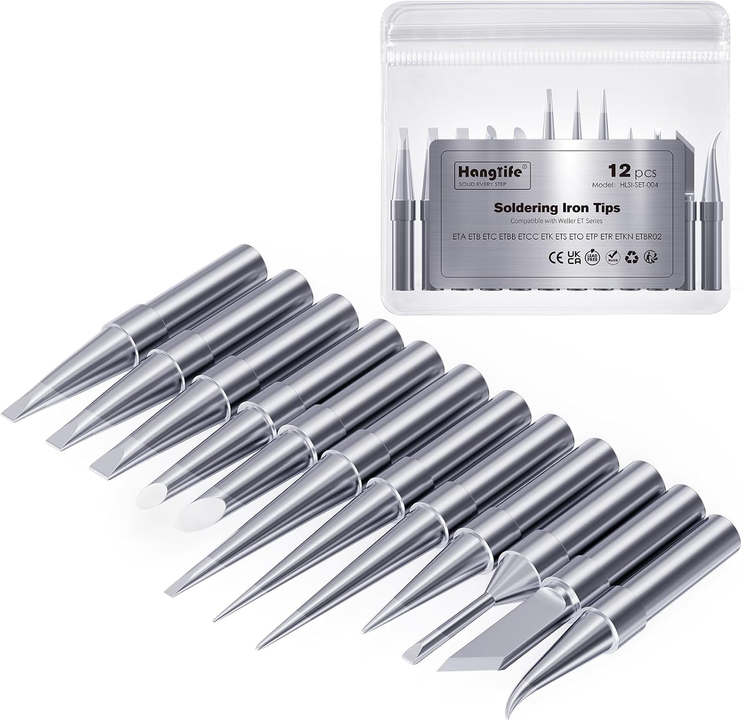 HANGLIFE ET Soldering Iron Tips for Weller WE1010NA WE1010EDU WES51/50 WESD51 WCC101 PES51/50 WEP70 LR21 and More Soldering Stations/Irons &ndash; Replacement Solder Tips for Weller Welding Equipment