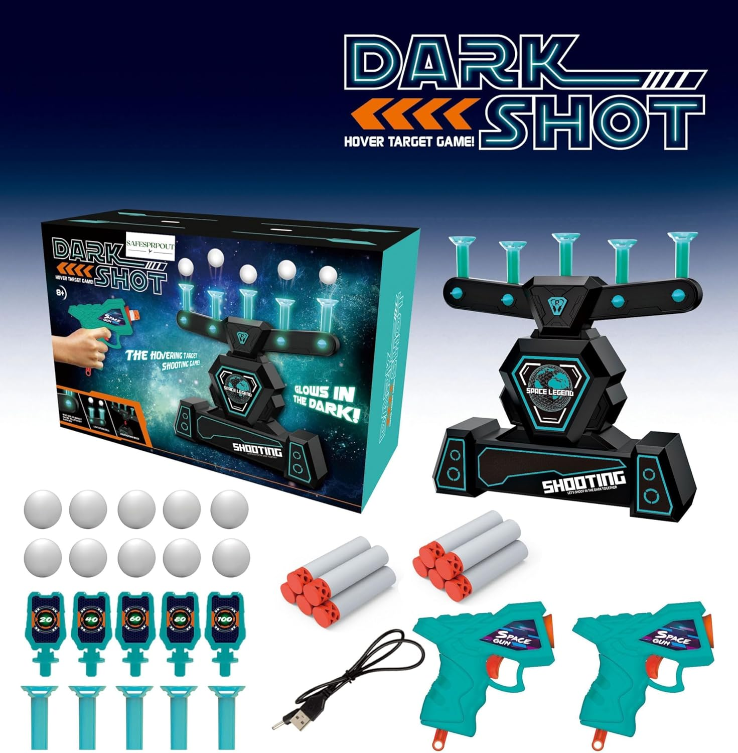 Shooting Target Gun Game Toy with Floating Balls and Foam Blasters for Age 5 6 7 8, 9 10+ image number 2