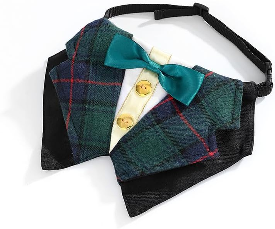 Dog Tuxedo Formal Cat Wedding Bandana Dog Collar with Bow Tie Cat Birthday Costume Valentines Outfit Pet (Black, L) image number 6