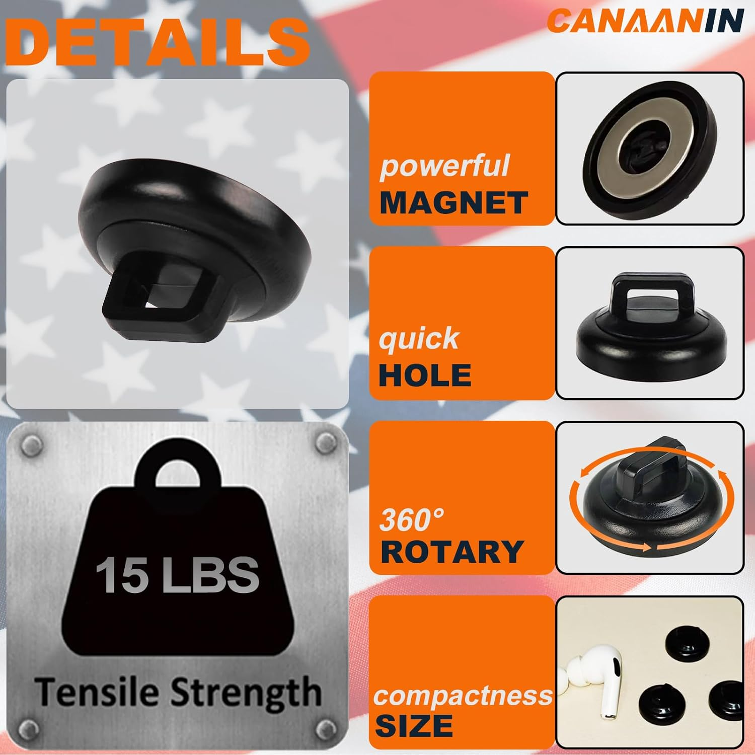 CANAANIN Magnetic Cable Zip Tie Mounts Clips Multipurpose Zip Ties Mount Base Holder Black Wire Cable Holder Mount Wire Clips Management for Home Office Marine Electrical Wiring (Black, 20 Piece) image number 6