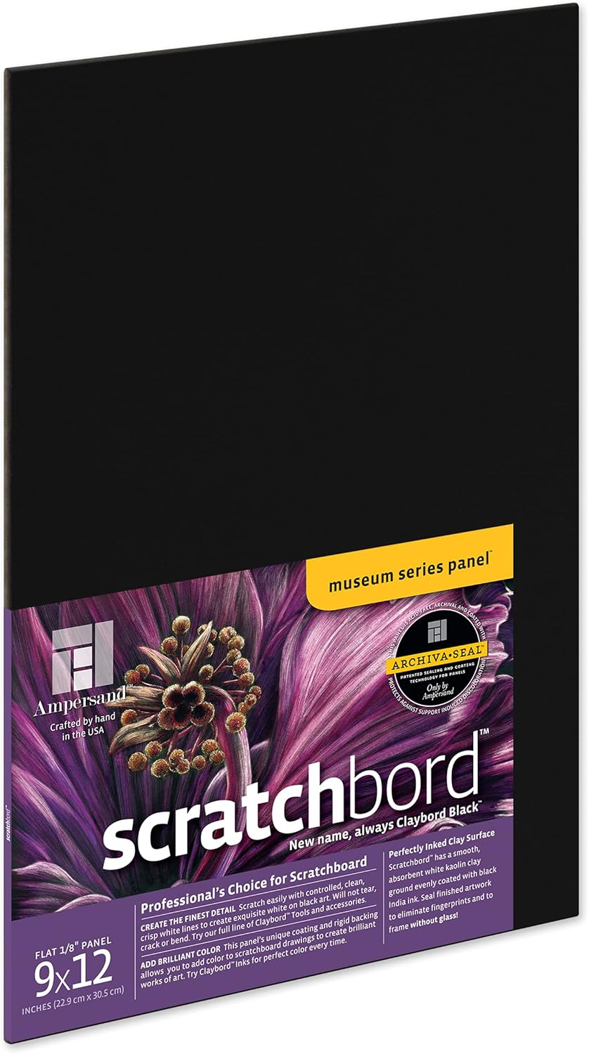 Ampersand Art Supply Scratch Art Panel: Museum Series Scratchbord, 1/8 Inch Flat Profile, 9" X 12" image number 5