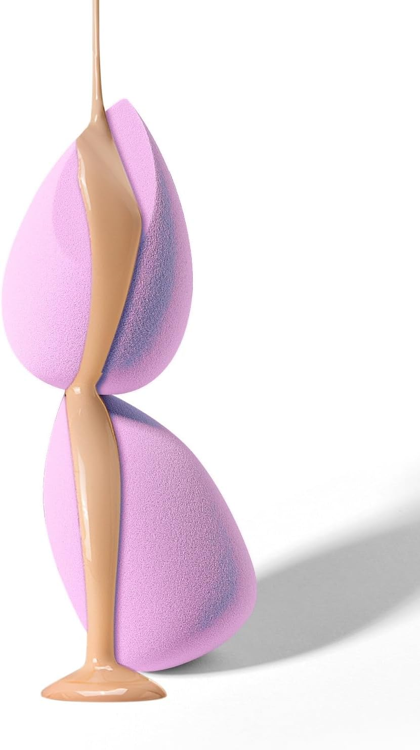 EIGSHOW Triangle Makeup Powder Puff, Face Sponge, Soft Plush Powder Sponge, Suitable for Baking Powder Makeup or Blush, Pink and Beige, Pack of 4 (M113)