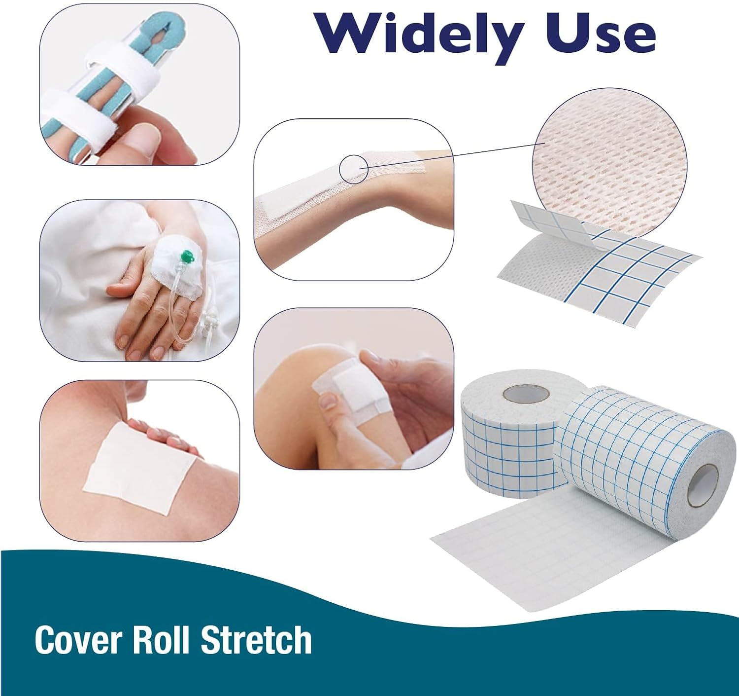 Cover Roll Stretch Non Woven Dressing Retention Tape-Roll Stretch Adhesive Bandage Tape (5Cm, Count, 2) image number 1