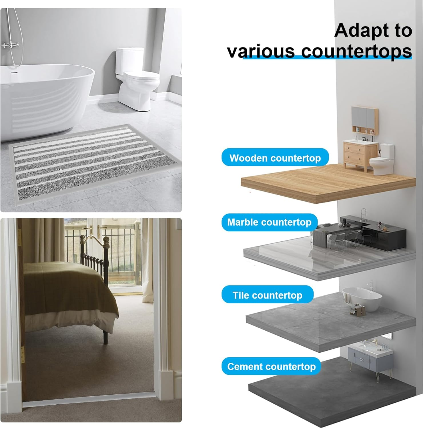 Carpet Edge Trim Strip, 1/3/5/10M Self Adhesive TPE Carpet to Floor Edging Strip, Flexible Cuttable Laminate Floor Door Strip for Bedroom (5M) - 1M image number 2