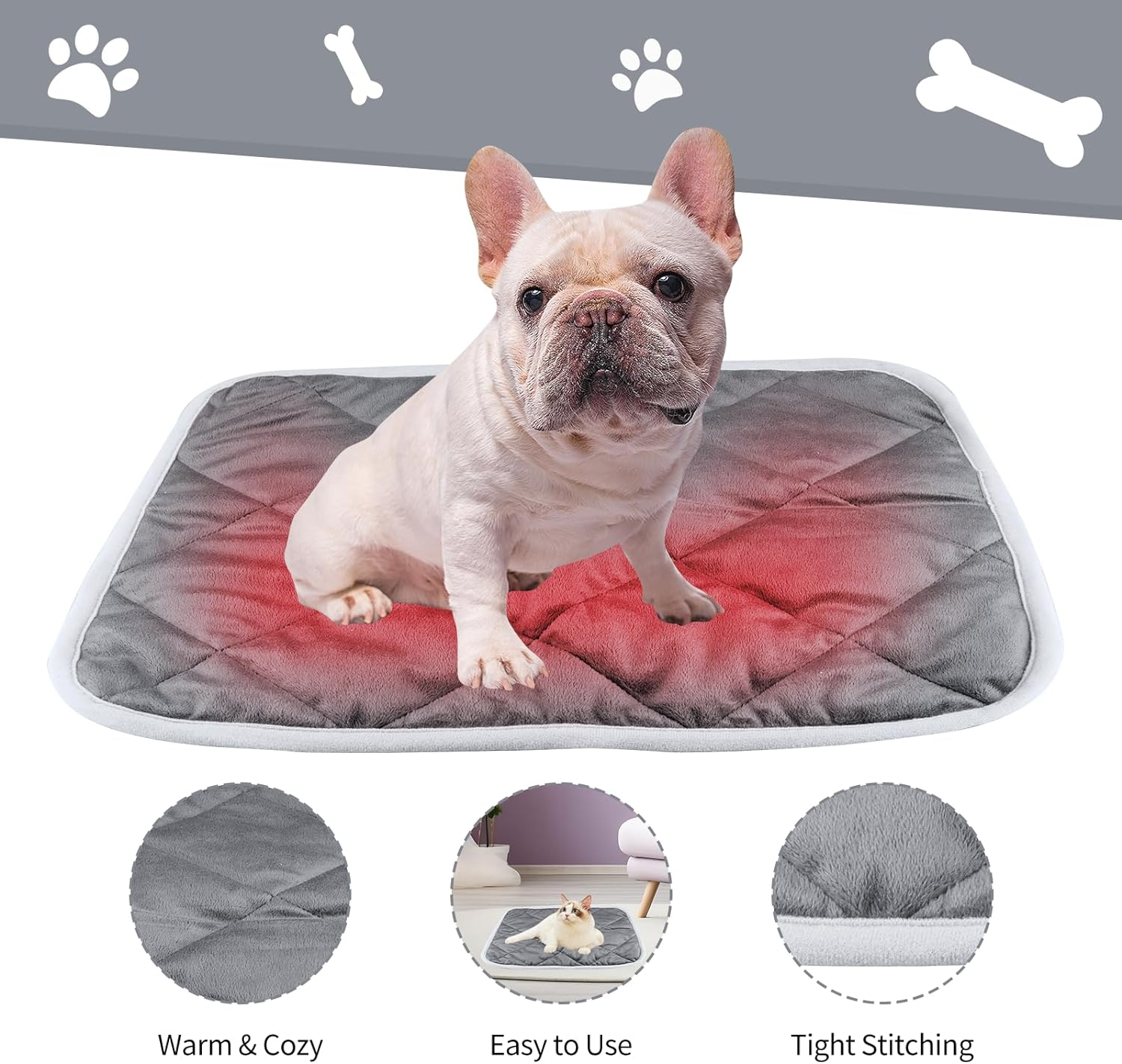 NACOCO Self Warming Cat Bed- Ultra Soft Cat Dog Indoor Pet Pad Winter Machine Washable Anti-Slip Pet Mat for Small Medium Dog (58 * 88Cm) image number 1