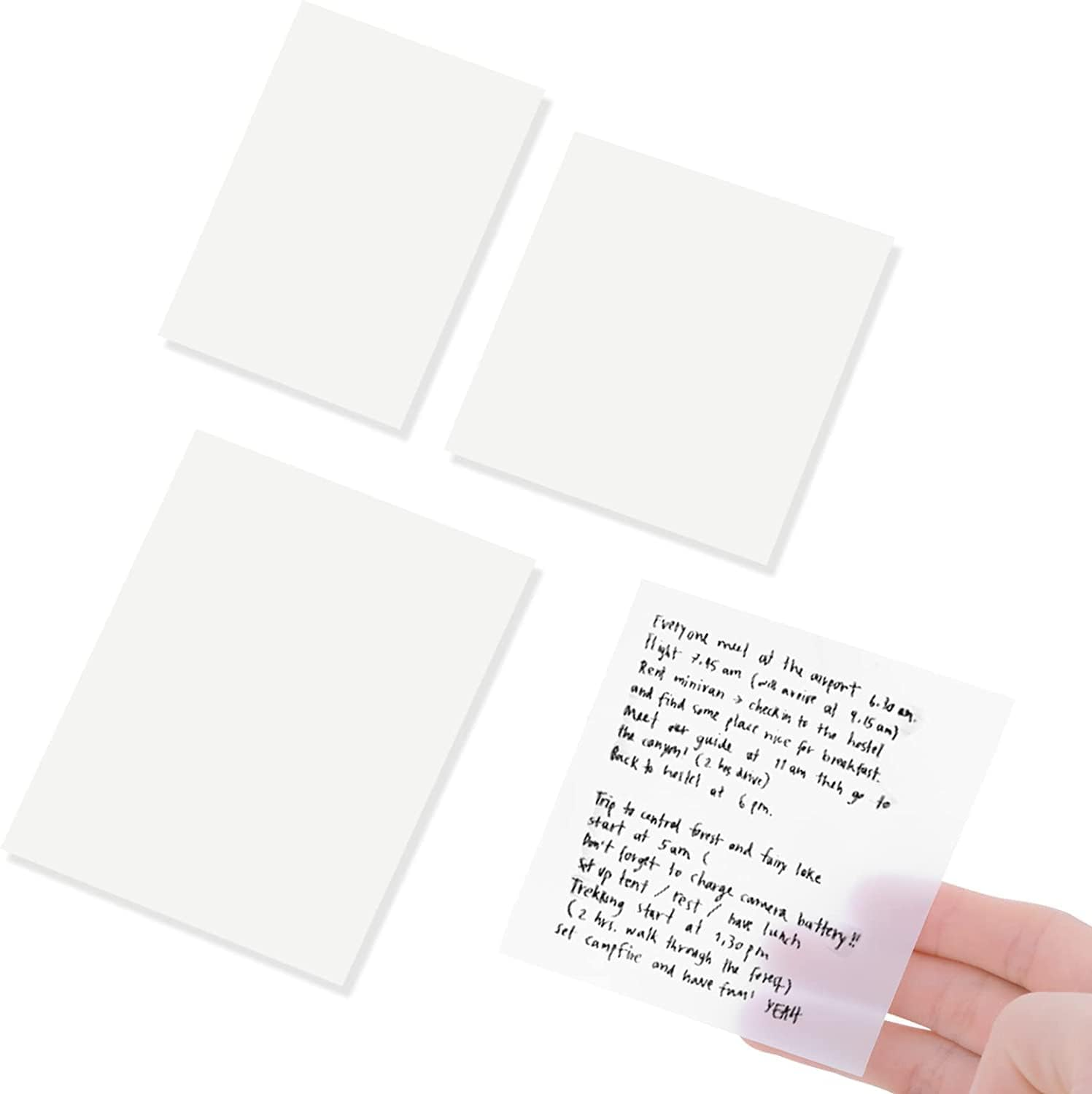 150 Sheets Clear Sticky Note Pads, 3 Sizes Transparent Sticky Notes Pads Set Waterproof Self-Adhesive Translucent Memo Tabs, Books Annotating Message Reminder for School, Office