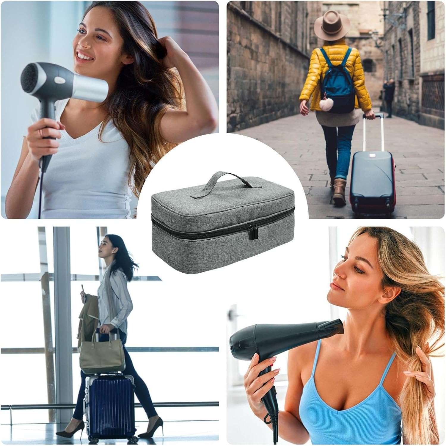 Hair Dryer Travel Case | Curling Iron Carry Pack | with Stainless Large Capacity Hook Hair Tool Travel Bag - for Women Lady Mother Girlfriend Female image number 6