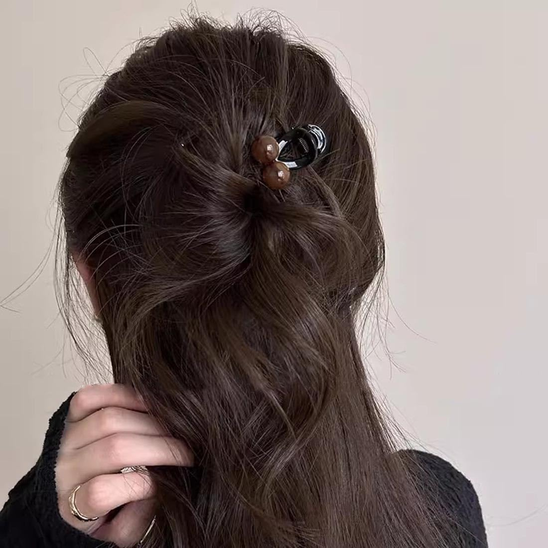 Resweky Brown Pearl Hair Clips Small Hair Clips Cute Hair Clips for Women and Girls image number 1