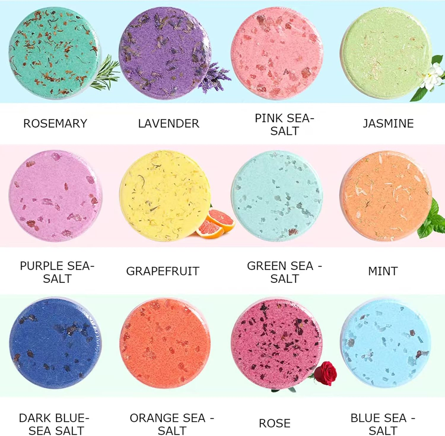 HIKOAN 12PCS 35G Bath Bombs Tablet Set Shower Salt Tablets with Essential Oil Mixed Aromatherapy for Home Spa image number 2