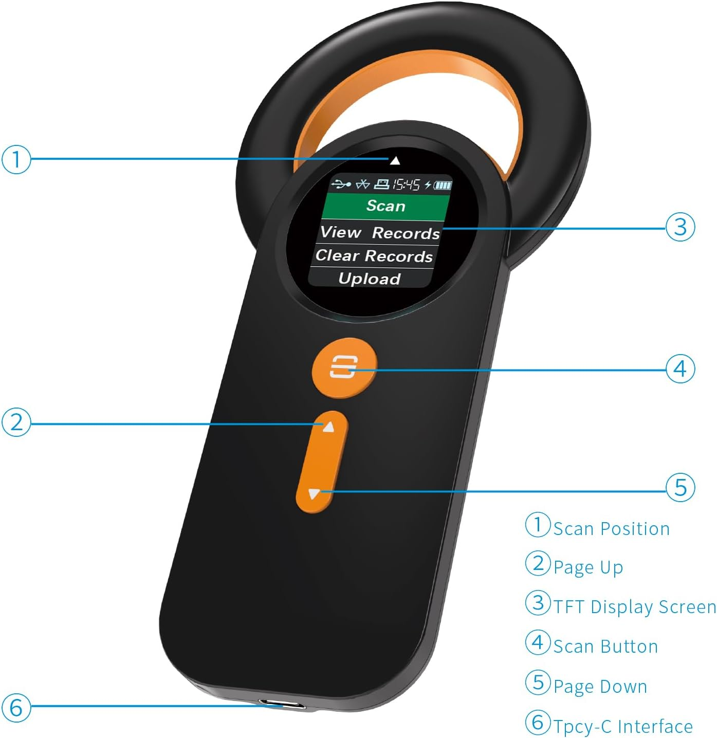 Symcode RFID EMID Animal Handheld Reader - Pet ID Scanner, Rechargeable Animal Chip Scanner, FDX-B(ISO 11784/11785) ID64 RFID Reader image number 6