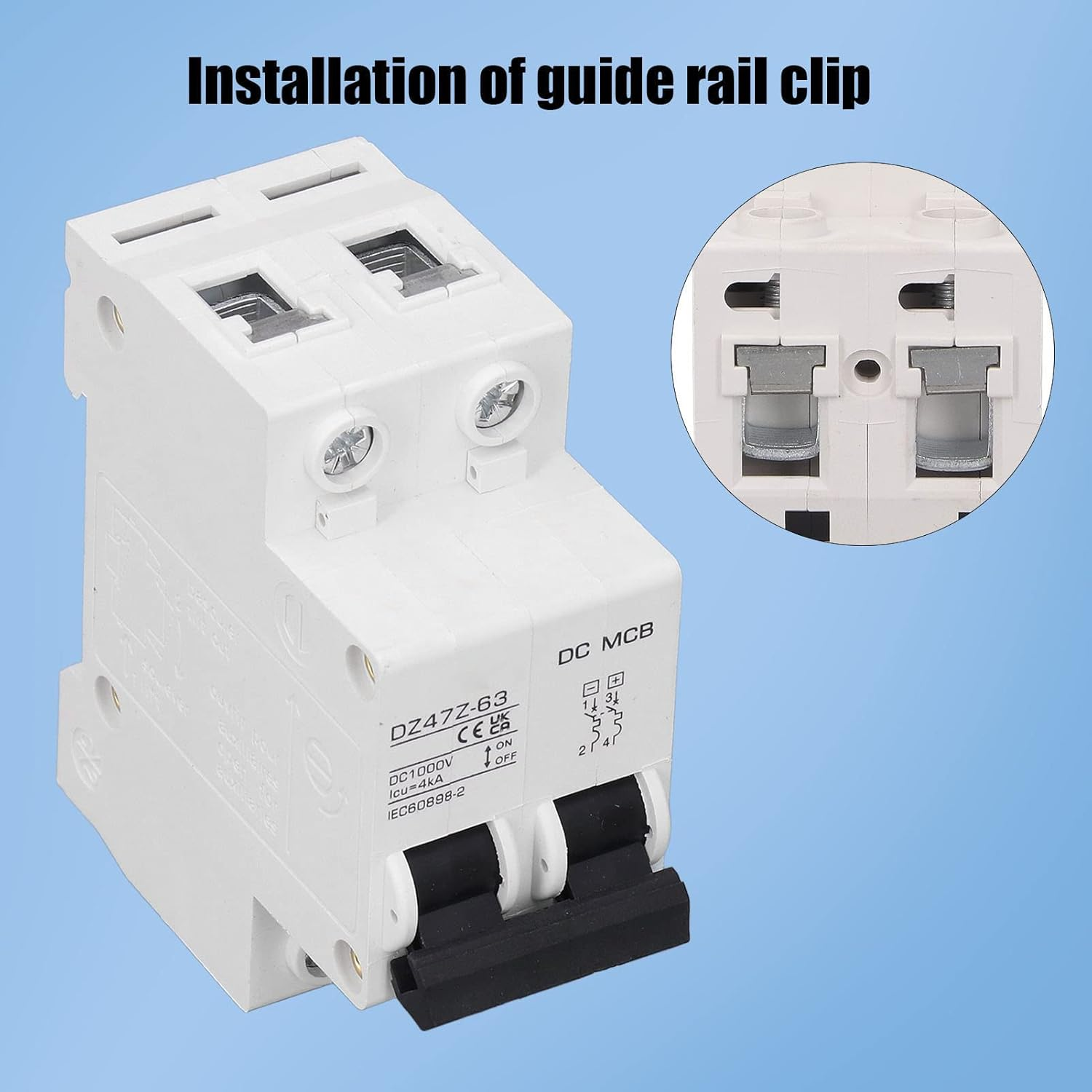 DC Circuit Breaker, 2P Auxiliary Arc Extinguishing Professional 1000V PV Circuit Breaker for Electric Vehicle (10A) image number 5