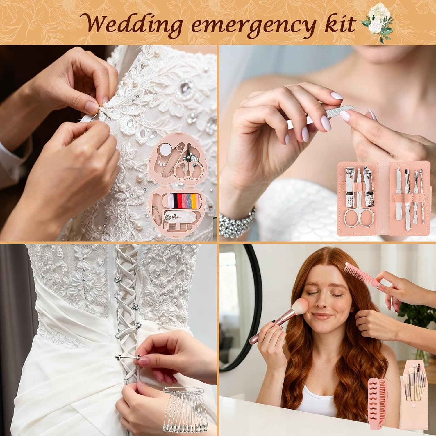 AIERSA Bride Emergency Kit for Wedding Day Items, Wedding Must-Have Essentials for Bride, Women Mini Travel Survival Kit for Gifts image number 4