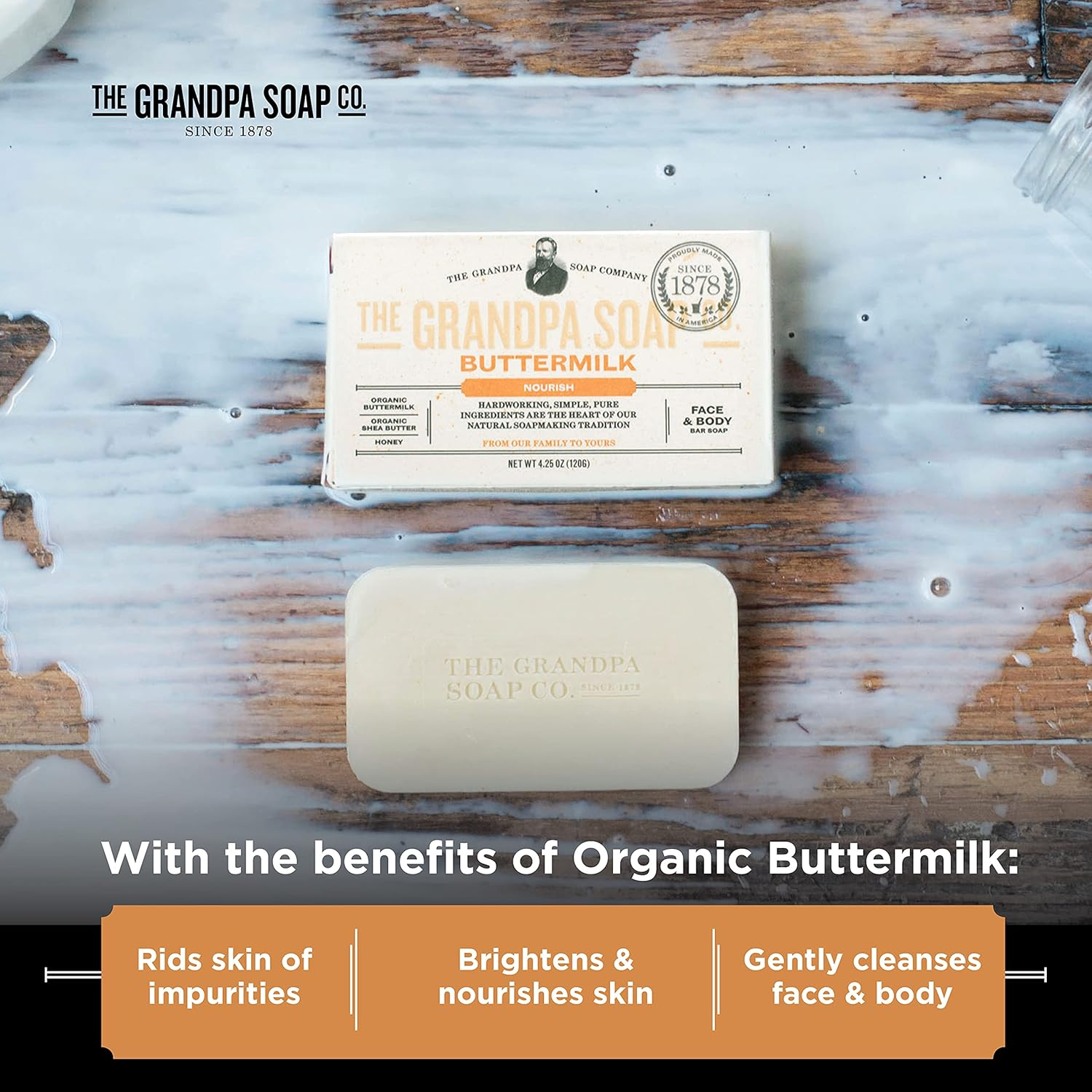 GRANDPAS SOAP Soap Bar Buttermilk, 4.25 Ounce