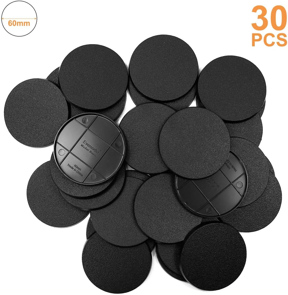 30Pcs 60Mm round ABS Model Bases for Wargames Table Games MB1160-30 image number 3