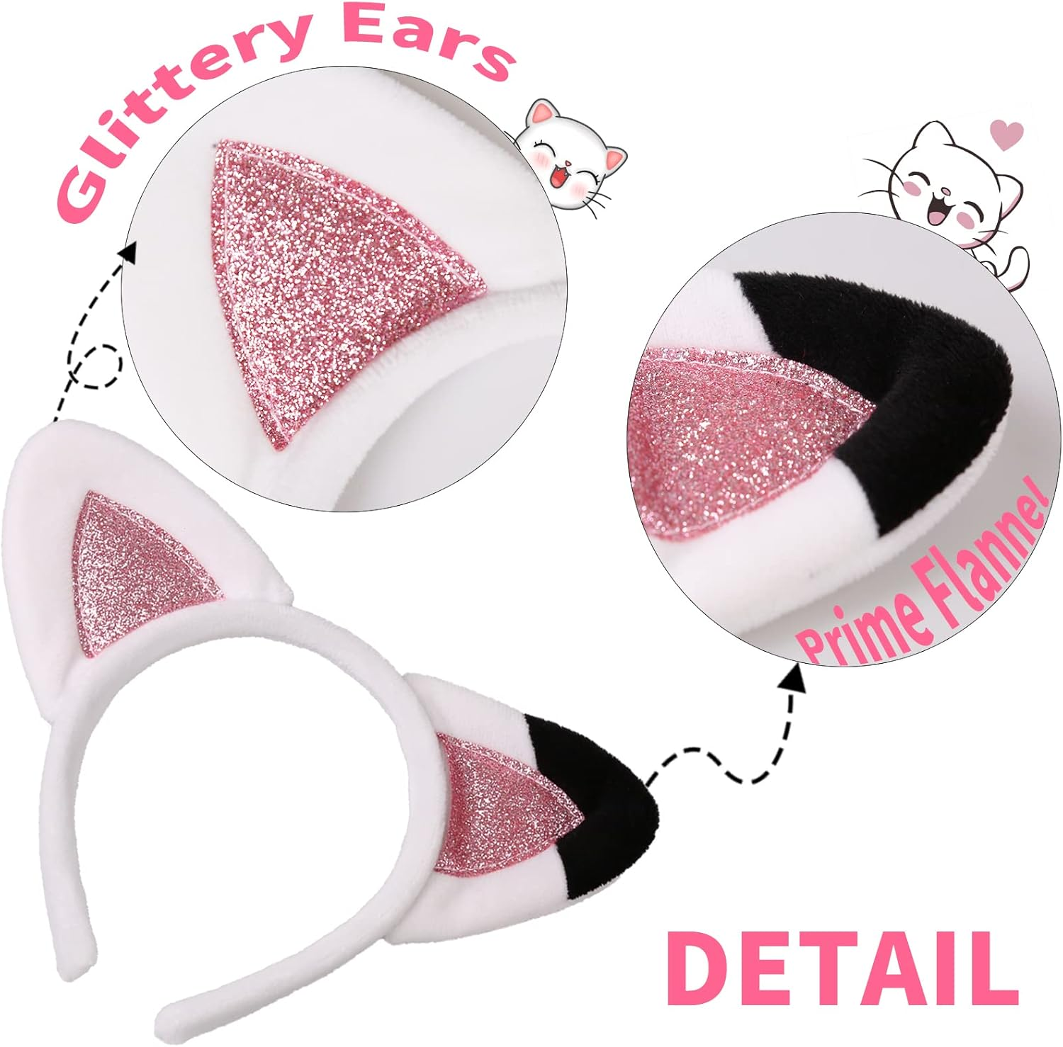 Creatoy Cat Ears Headbands for Kids Toddler Halloween Headband Glitter Hairband Accessories Birthday Party Supplies image number 3