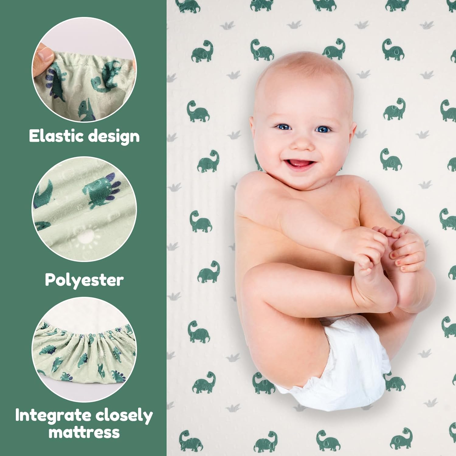 Changing Pad Covers 3Pack, Changing Pad Sheets, Soft Breathable Changing Pad Sheets, for Unisex Baby Girls and Boys, for Home Kid Use (Green) - Pink image number 6