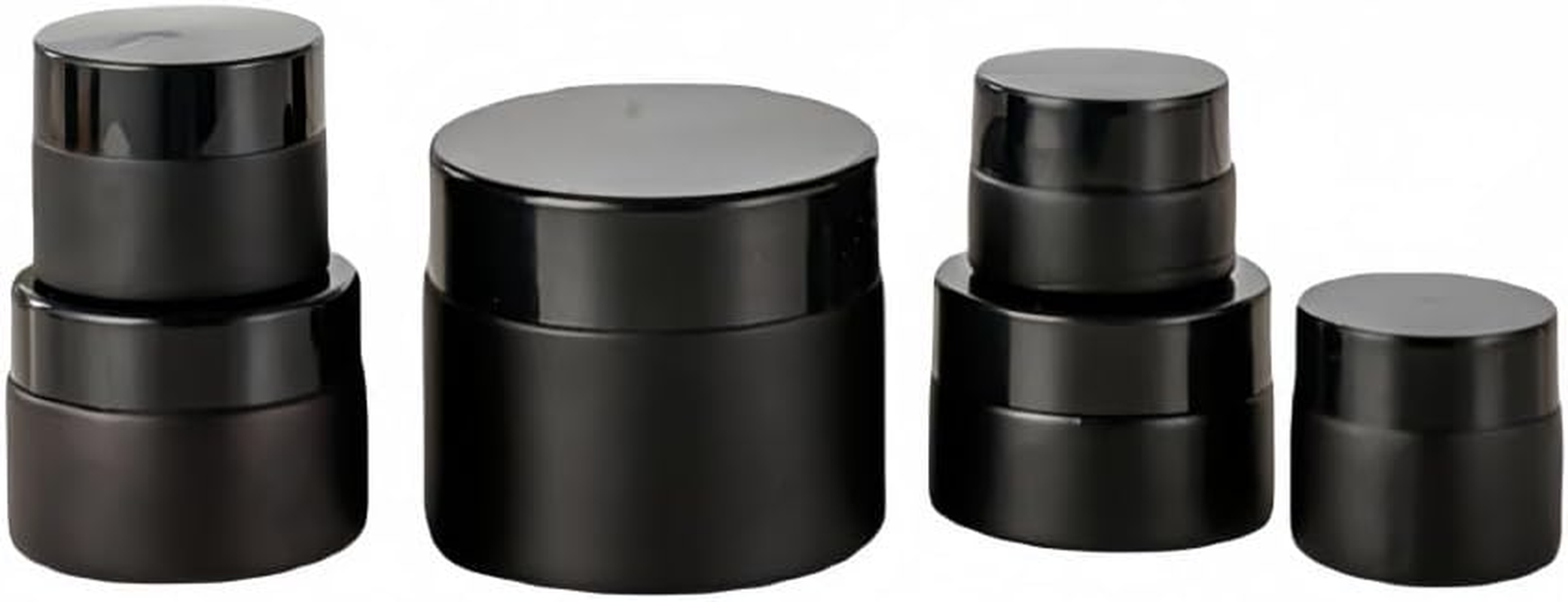 6 Pack Black Glass Jars with Lids & Inner Liners,5/10/15/20/30/60 Gram Small Glass Jar Travel Size Containers,Empty round Cosmetic Containers for Cream,Lotion,Powder,Lip Balms,Eye Creams