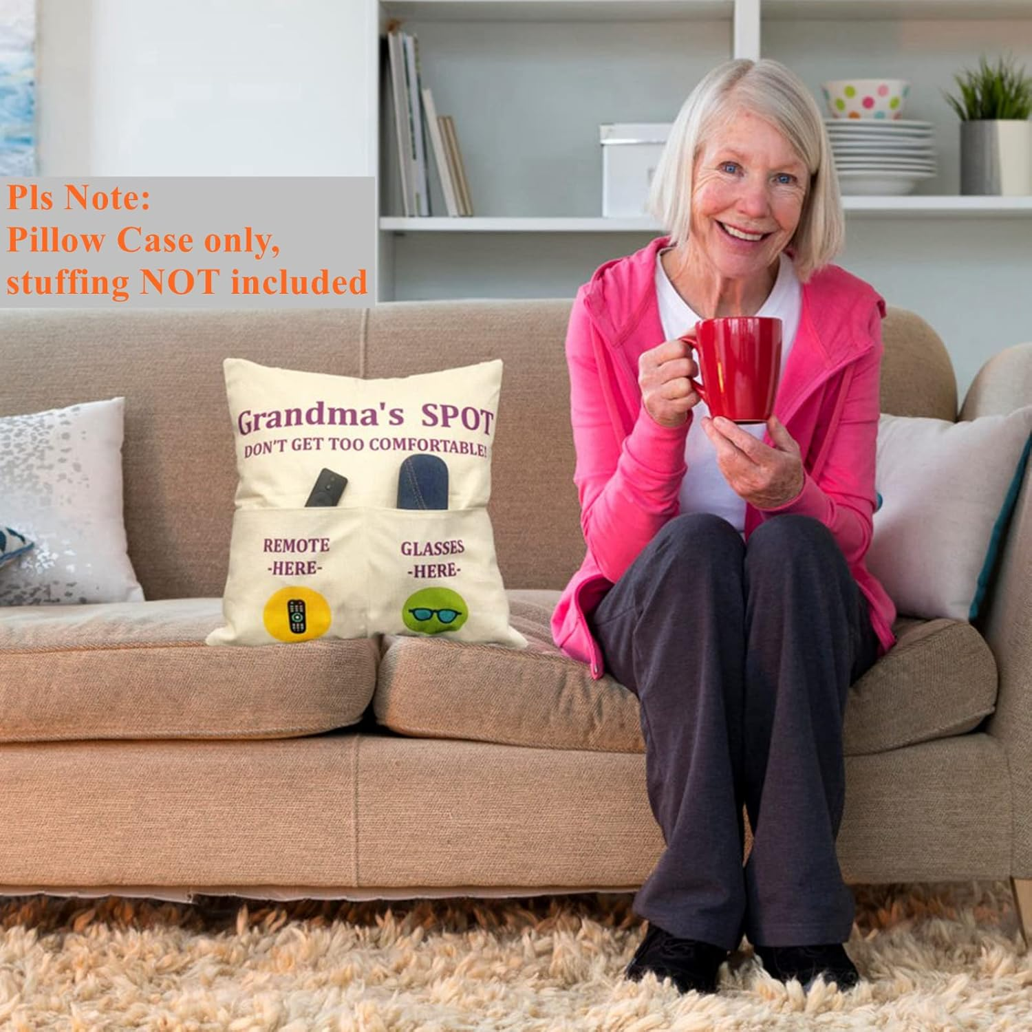 ZUYUROU Grandma Gifts, 2-Pocket Grandma&rsquo;S Spot Throw Pillow Covers 18X18 Inch + Grandma Ever Engraved Spoon, Birthday Christmas Anniversary Thanksgiving Day Gifts for Grandma Mom Gigi Nana Mimi image number 2