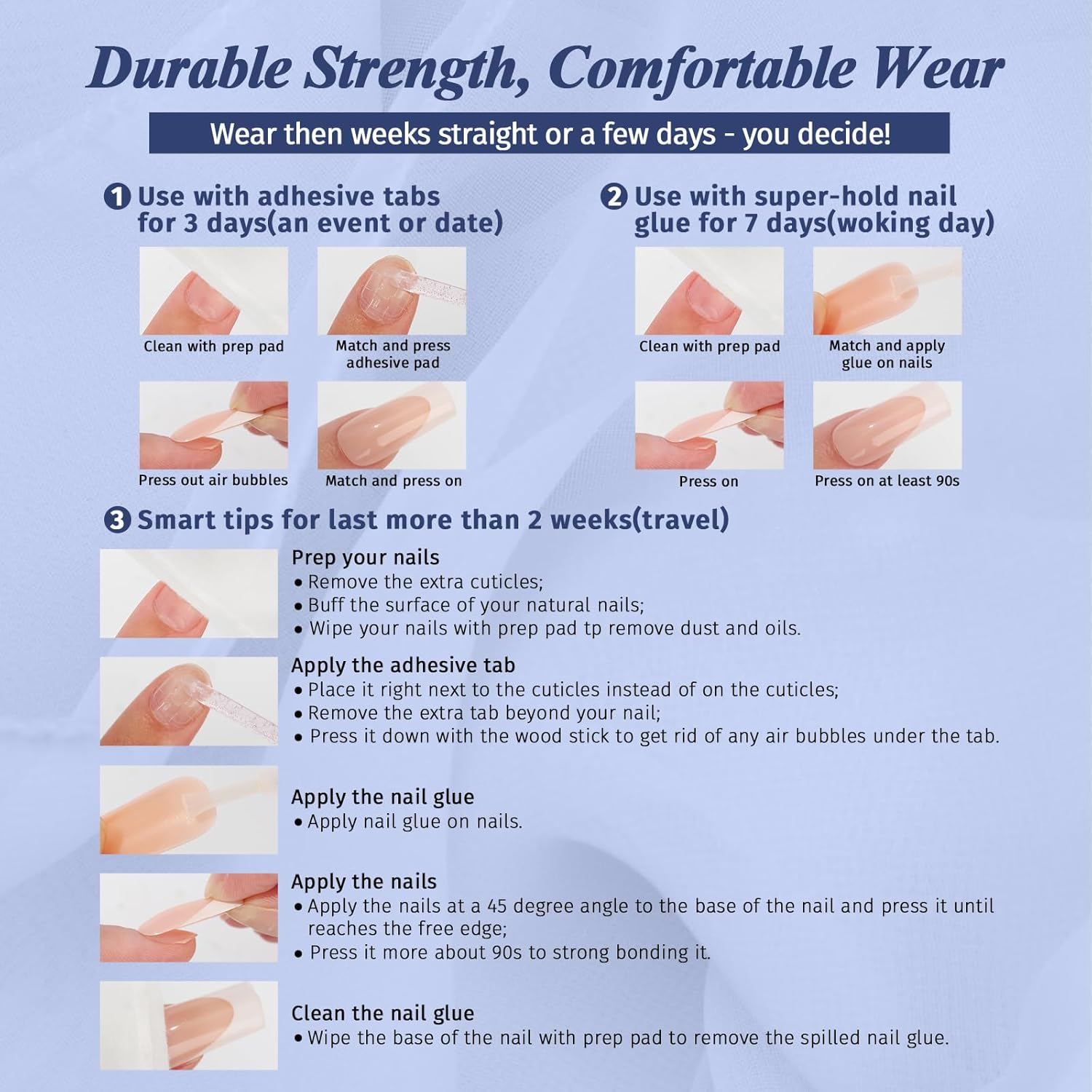 Anglicolor Press on Nails,Press on Nails Short,Short Almond Nails,30 Pcs Soft Gel Fake Nails in 15 Sizes, Reusable Fake Nails Kit with Nail Glue (A103, 30 Count) - A103 image number 3