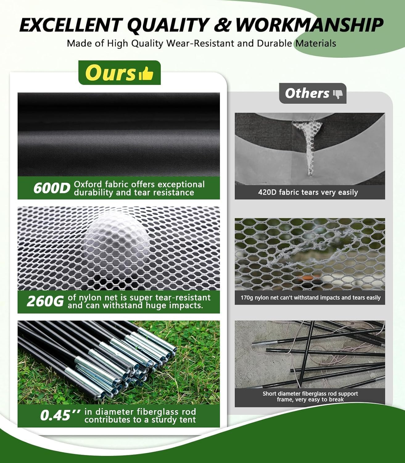 Golf Net, 10X7Ft Practice Net with Tri-Turf Mat, All in 1 Home Hitting Aid Nets for Backyard Driving Chipping Swing Training with Target/Mat/Balls/Tee/Golf Lovers image number 4