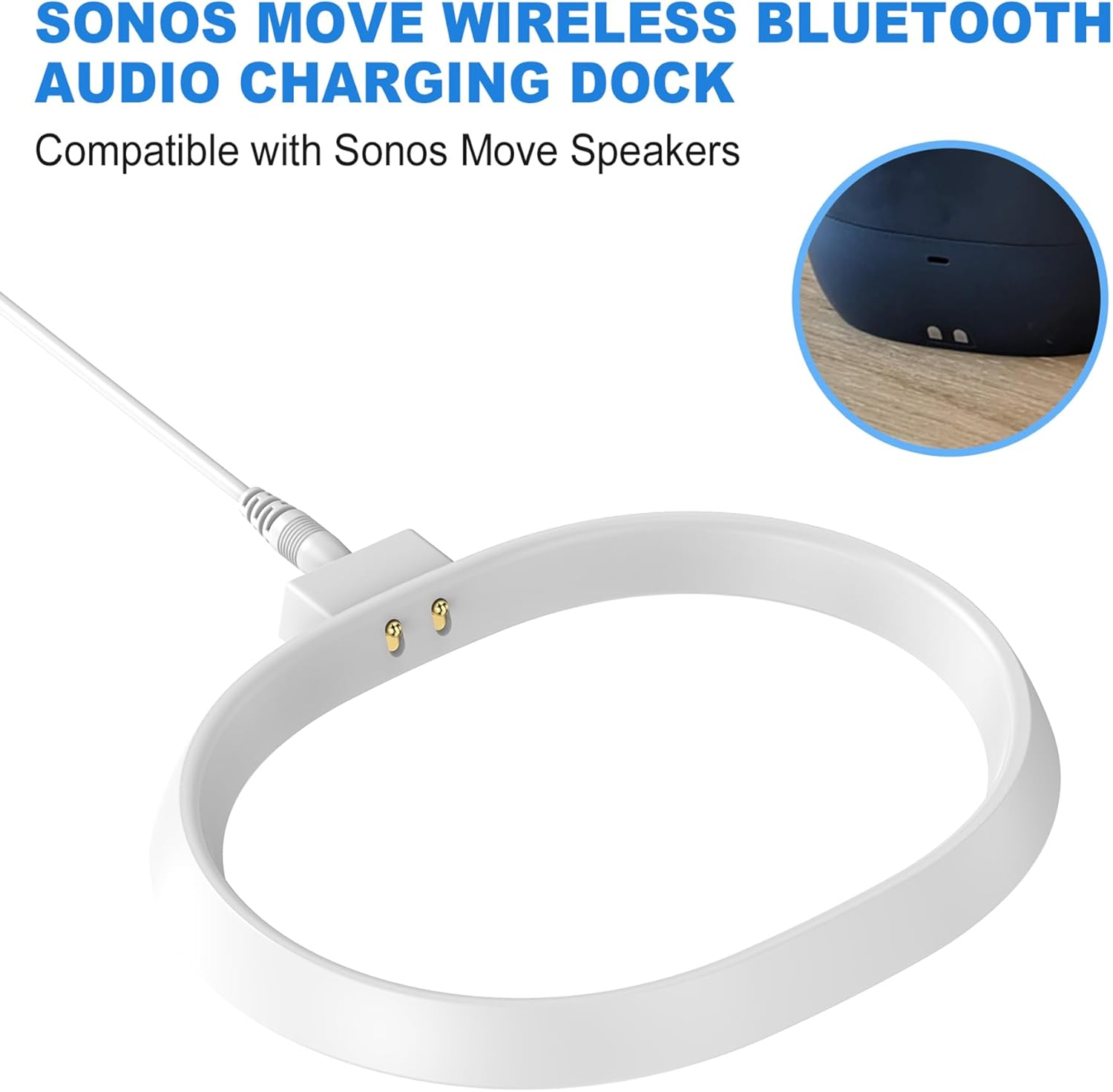 Soarking Charging Base Compatible with Sonos Move with 45 W Detachable Wall Charger 6.6 Feet Cable (White)