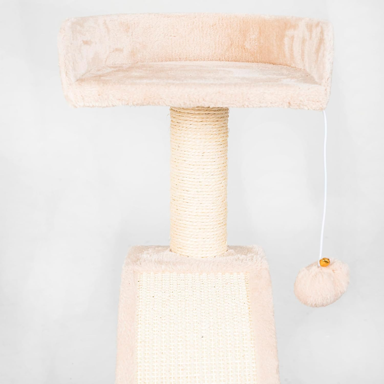 CASA Basics Cat Tree Tower, 58Cm Height, Plush Platform with Scratching Post and Dangling Ball (Beige) image number 1
