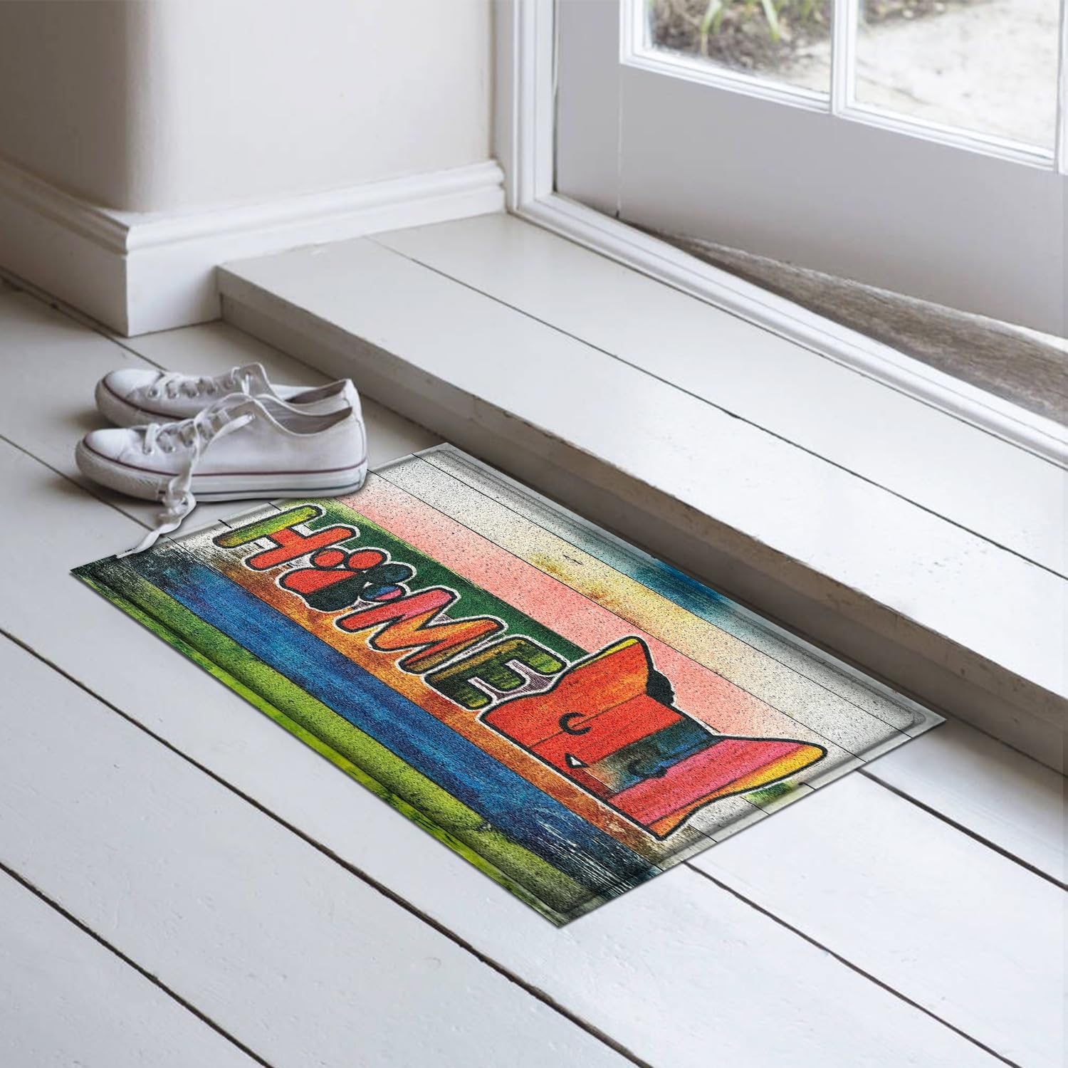 JJUUYOU Funny Cat Front Door Mats Welcome Mat for Home Entrance Doormat Outdoor Indoor Non Slip Rubber Backing Black Doormat Waterproof Floor Doormats Porch Shoe Rugs image number 3