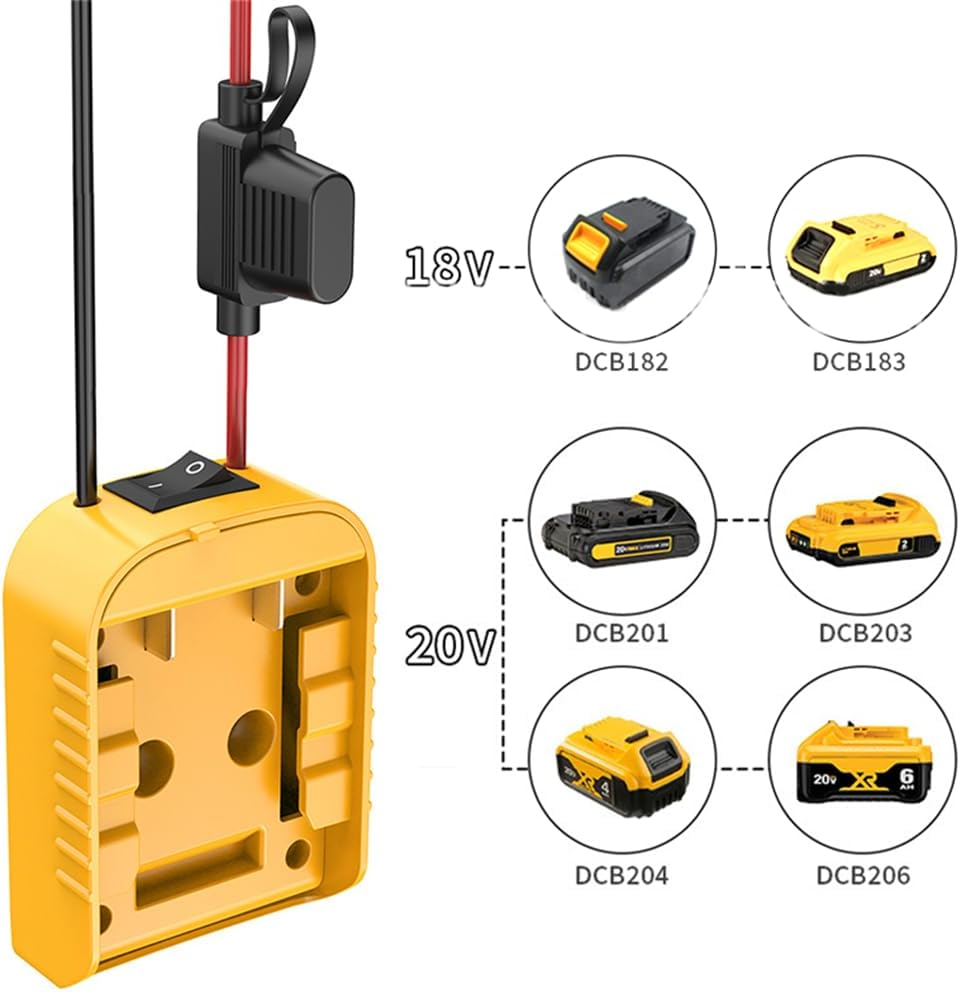 For Dewalt 20V/18V Max Battery Adapter W/Fuse to Dock Power Connector Adapter image number 2