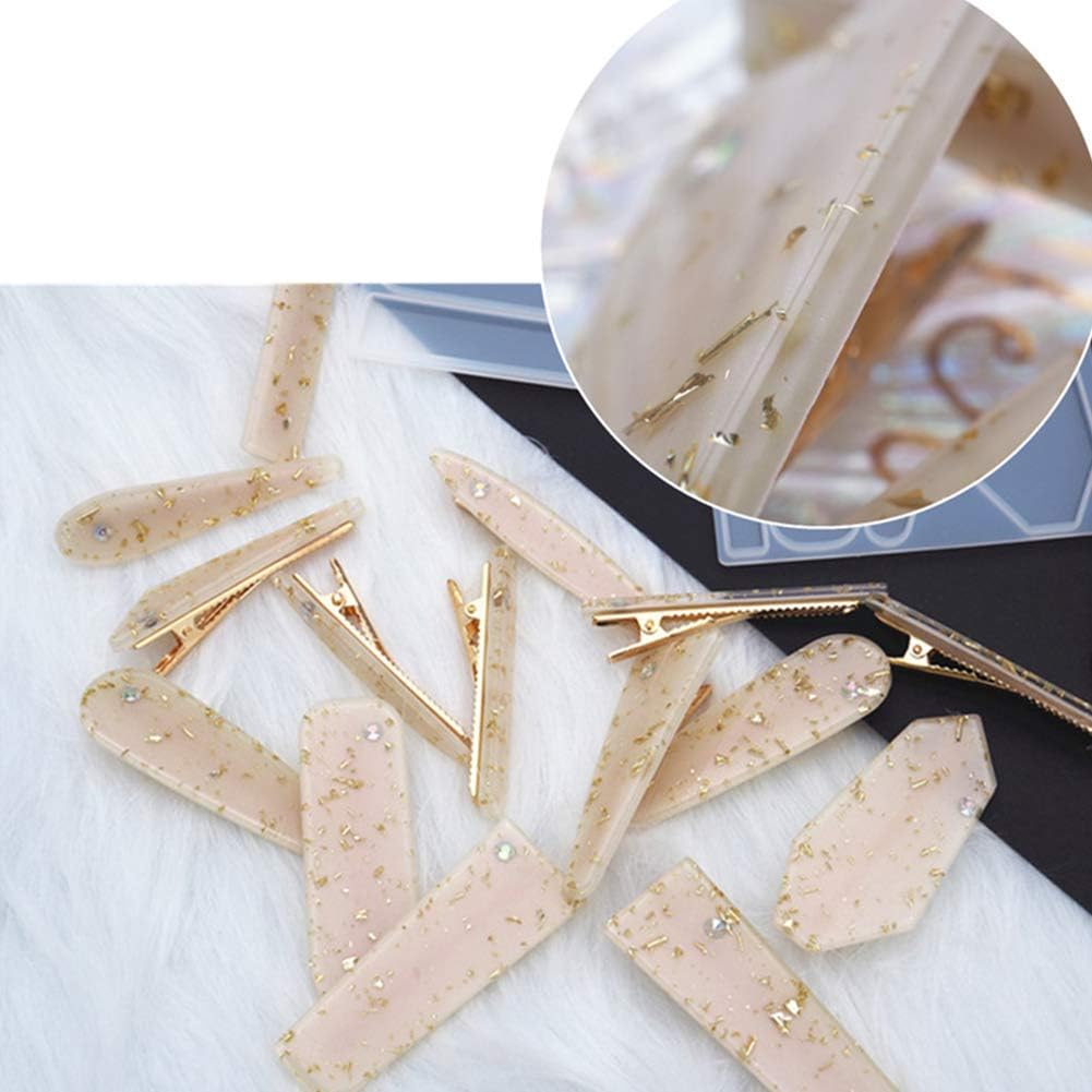 33 Pcs Silicone Resin Hair Clip Mold DIY Hair Barrettes Jewelry Casting Mold for Hair Pin Pendant Making, Hair Clip Silicone Mold Jewelry Molds for Epoxy Resin Crafts image number 4