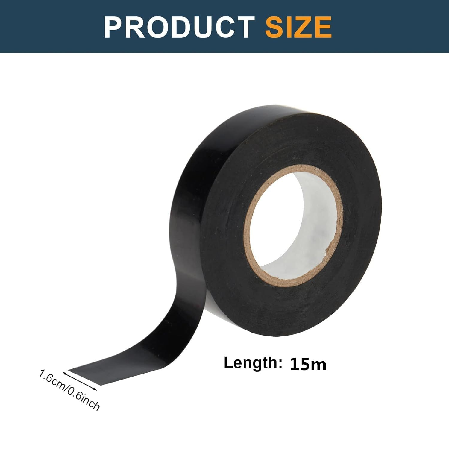 6 Pcs Black Electrical Tape Duct Tape Insulation Tape Perfect for Electric Wiring Projects,16Mm*15M image number 5